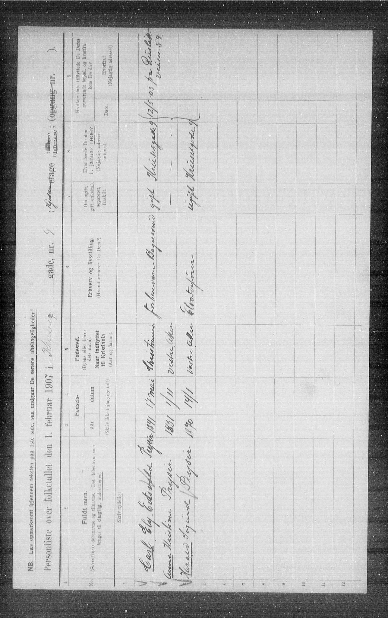 OBA, Municipal Census 1907 for Kristiania, 1907, p. 28081