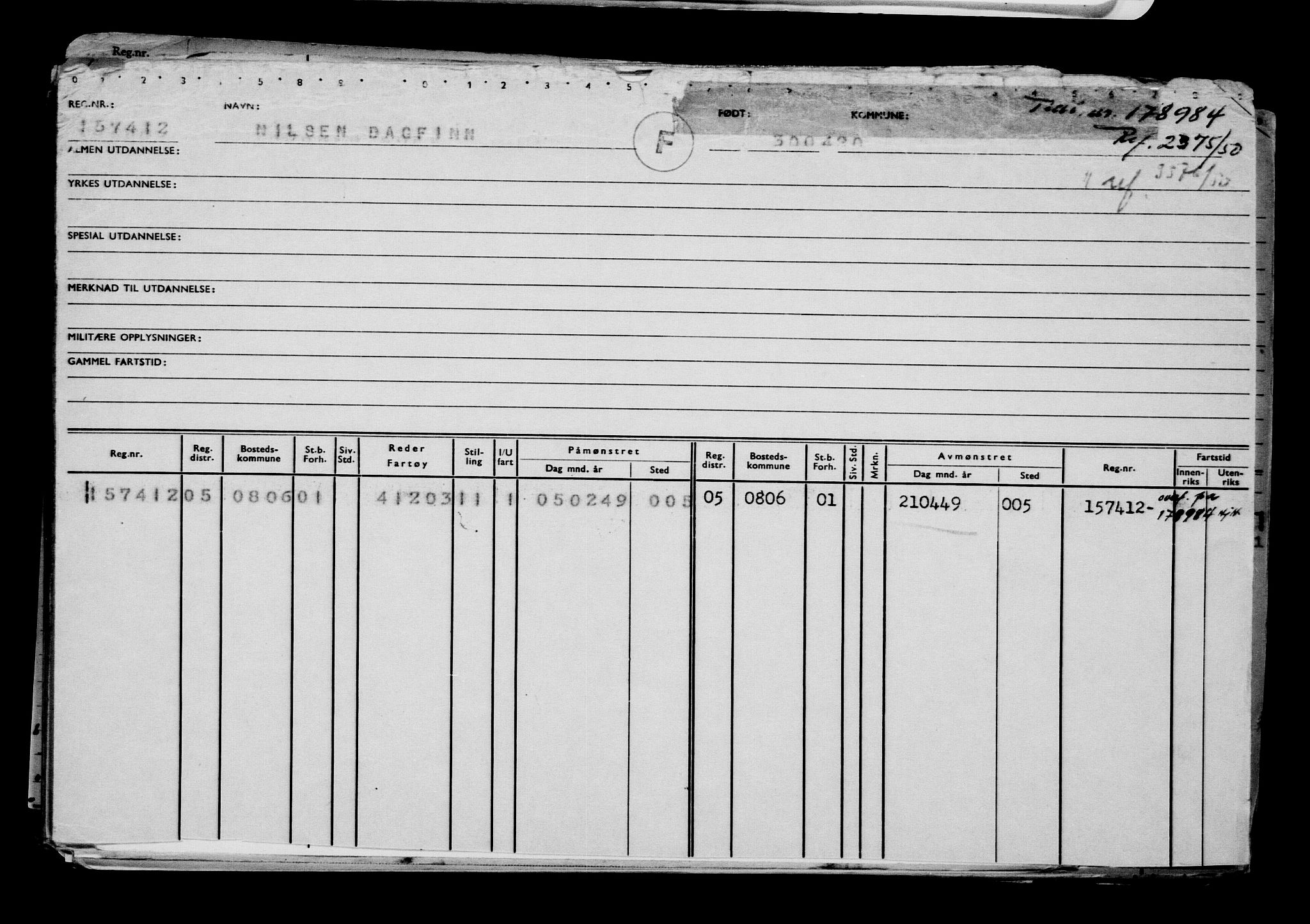 Direktoratet for sjømenn, AV/RA-S-3545/G/Gb/L0180: Hovedkort, 1920, p. 237