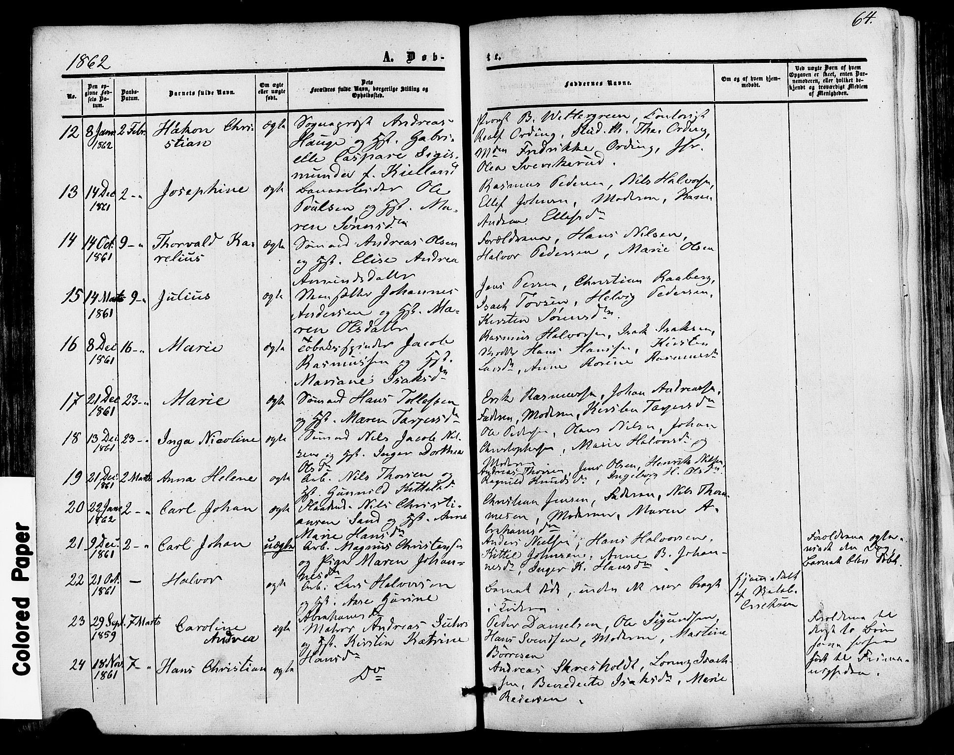 Skien kirkebøker, SAKO/A-302/F/Fa/L0007: Parish register (official) no. 7, 1856-1865, p. 64