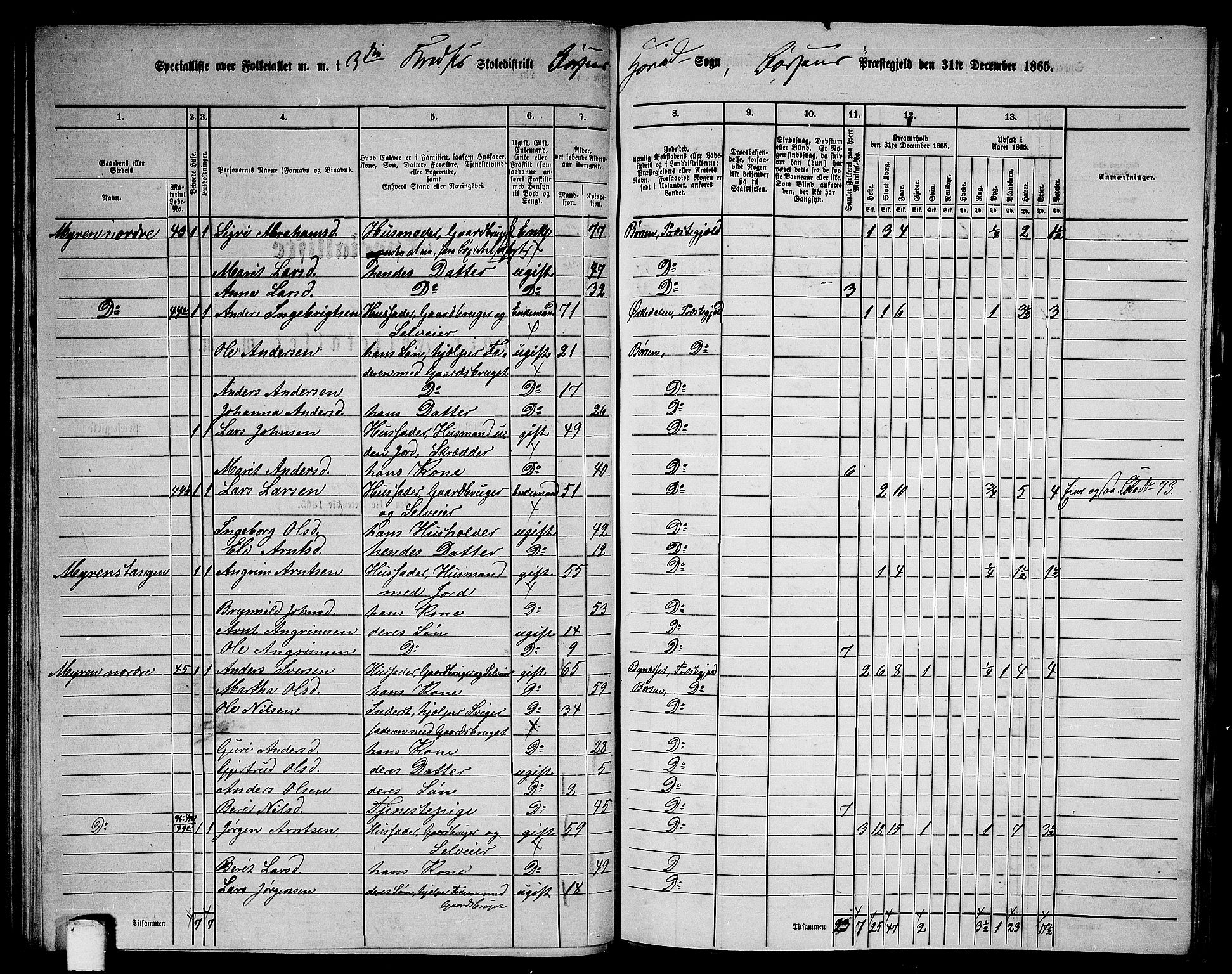 RA, 1865 census for Børsa, 1865, p. 54