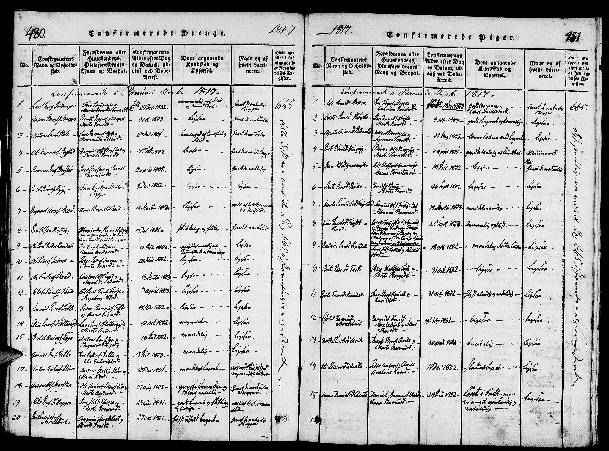 Gloppen sokneprestembete, SAB/A-80101/H/Haa/Haaa/L0006: Parish register (official) no. A 6, 1816-1826, p. 480-481