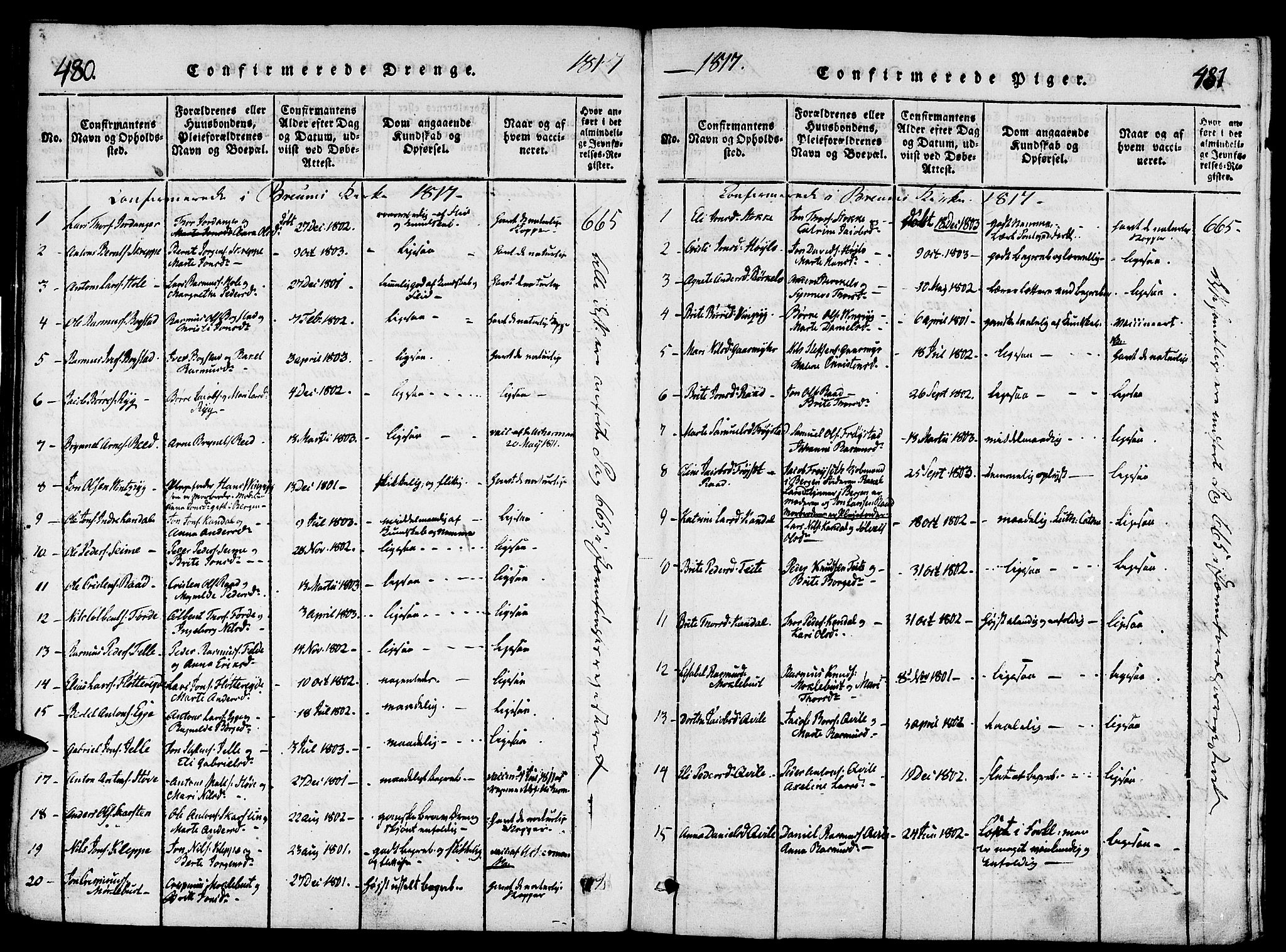 Gloppen sokneprestembete, AV/SAB-A-80101/H/Haa/Haaa/L0006: Parish register (official) no. A 6, 1816-1826, p. 480-481