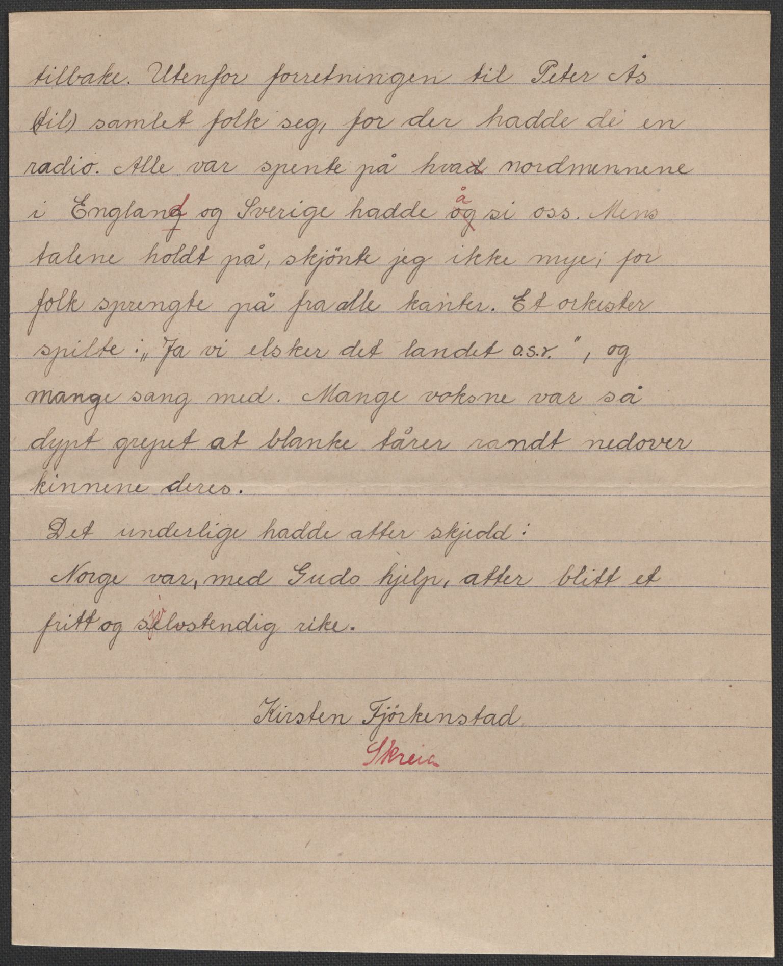 Det norske totalavholdsselskap, AV/RA-PA-0419/E/Eb/L0603: Skolestiler om krigstida (ordnet topografisk etter distrikt og skole), 1946, p. 424