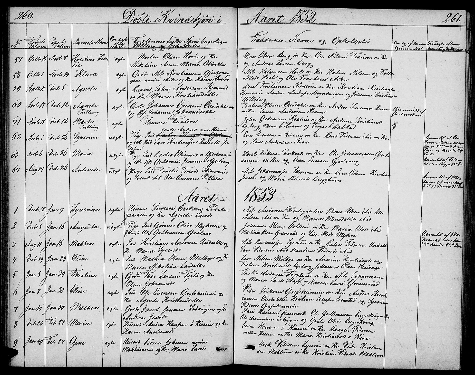 Nes prestekontor, Hedmark, AV/SAH-PREST-020/L/La/L0005: Parish register (copy) no. 5, 1852-1889, p. 260-261