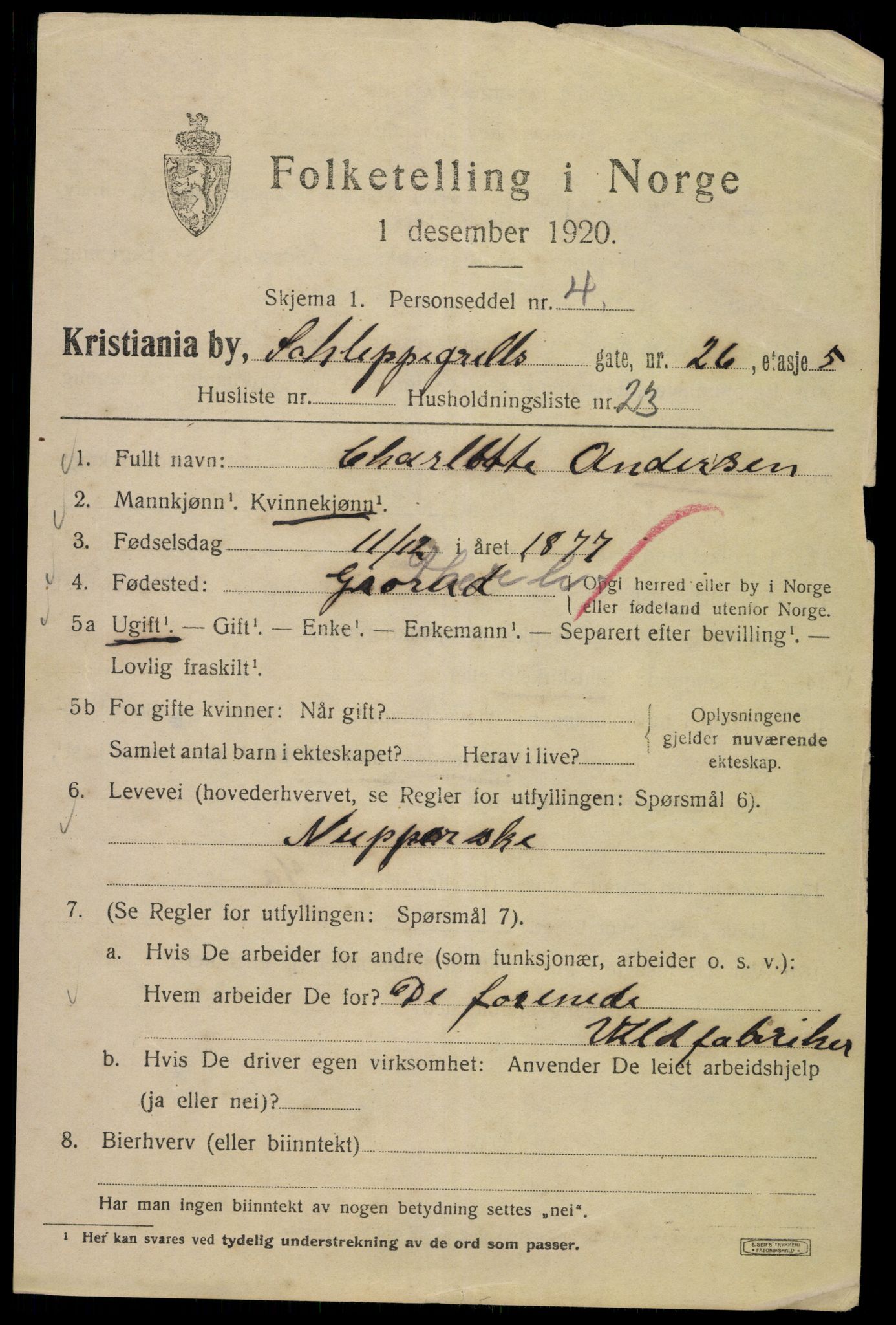 SAO, 1920 census for Kristiania, 1920, p. 490097