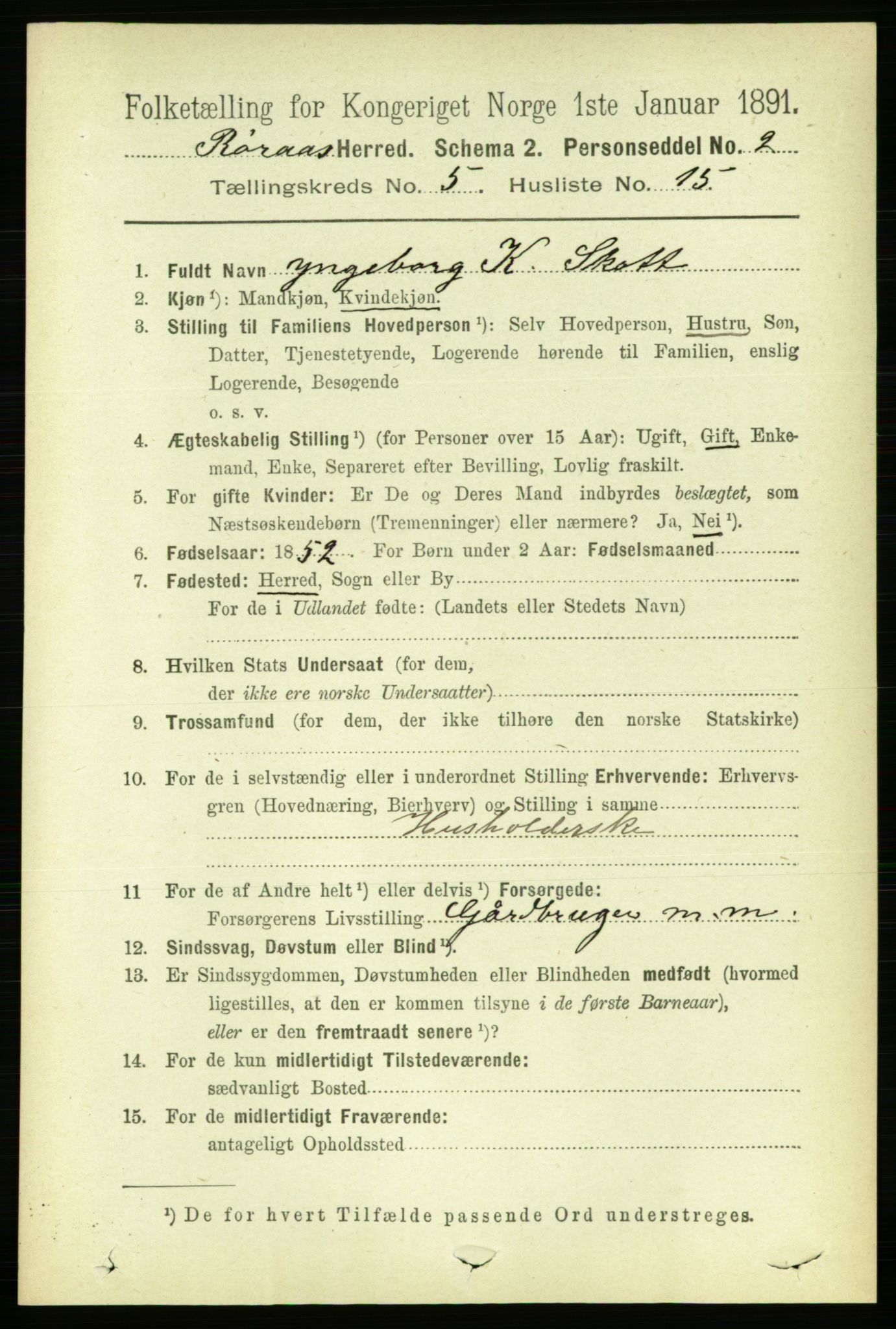 RA, 1891 census for 1640 Røros, 1891, p. 1102