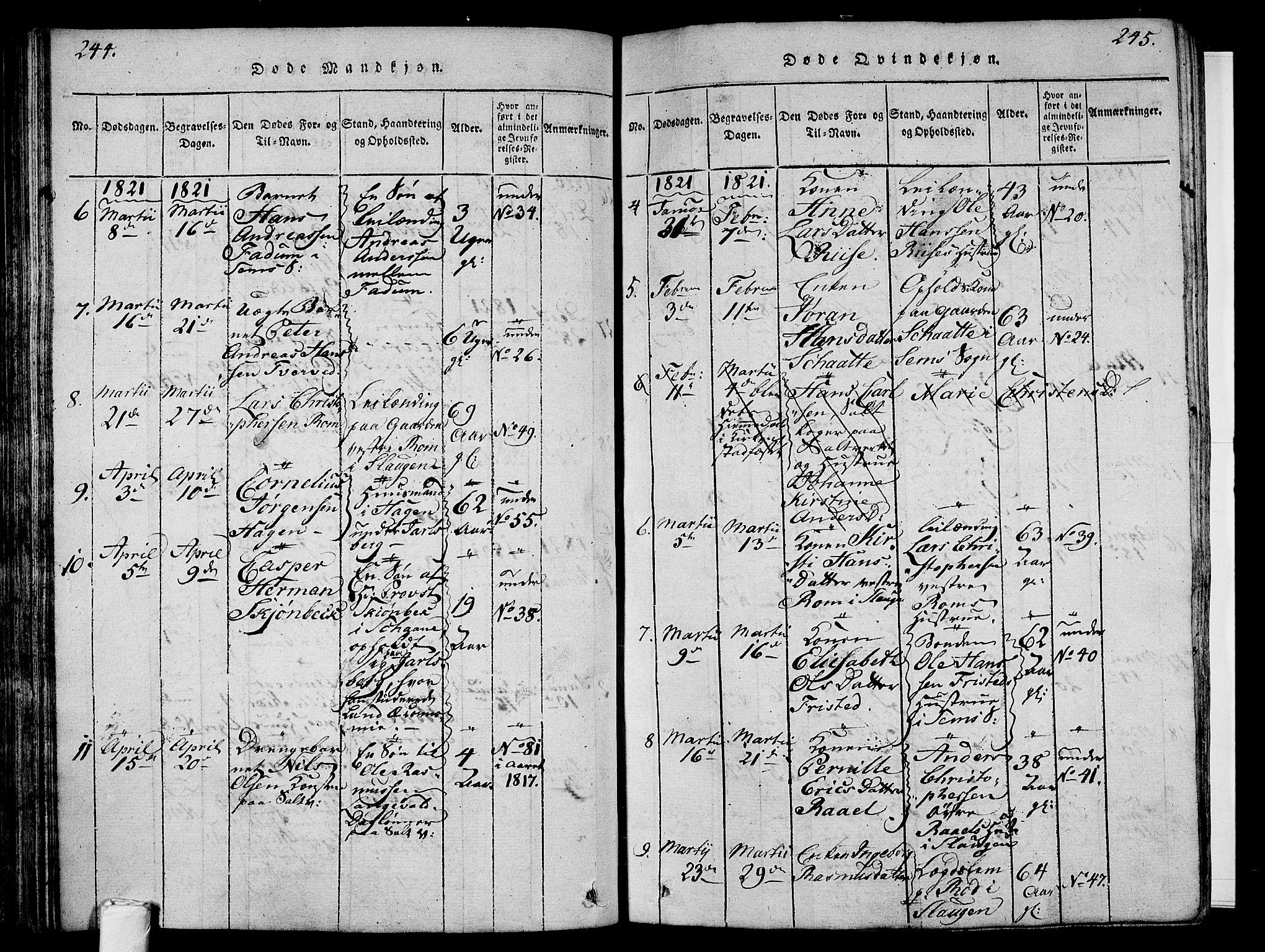 Sem kirkebøker, AV/SAKO-A-5/F/Fa/L0004: Parish register (official) no. I 4, 1814-1825, p. 244-245