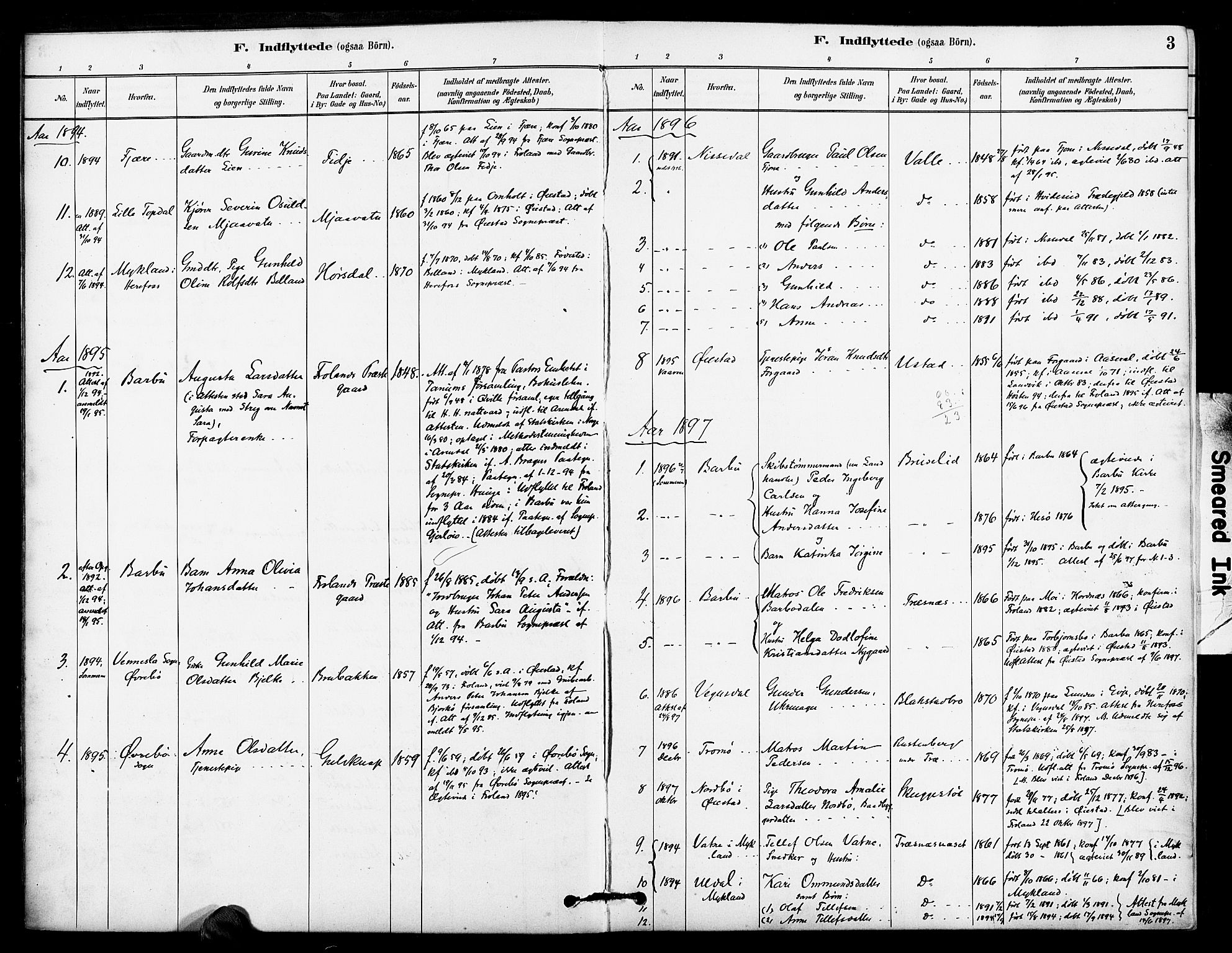 Froland sokneprestkontor, SAK/1111-0013/F/Fa/L0004: Parish register (official) no. A 4, 1882-1906, p. 3