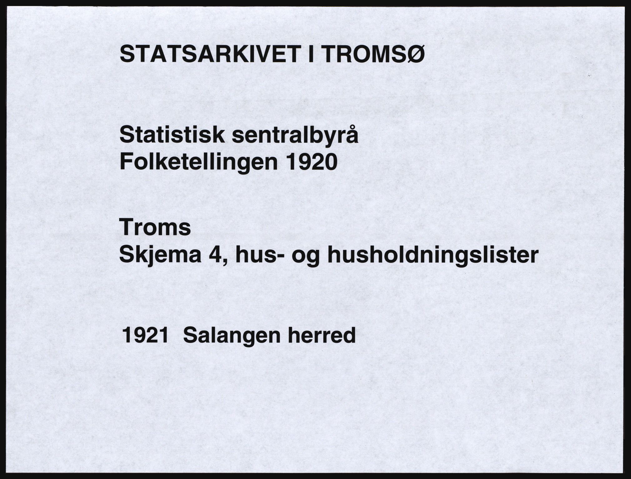 SATØ, 1920 census for Salangen, 1920, p. 36