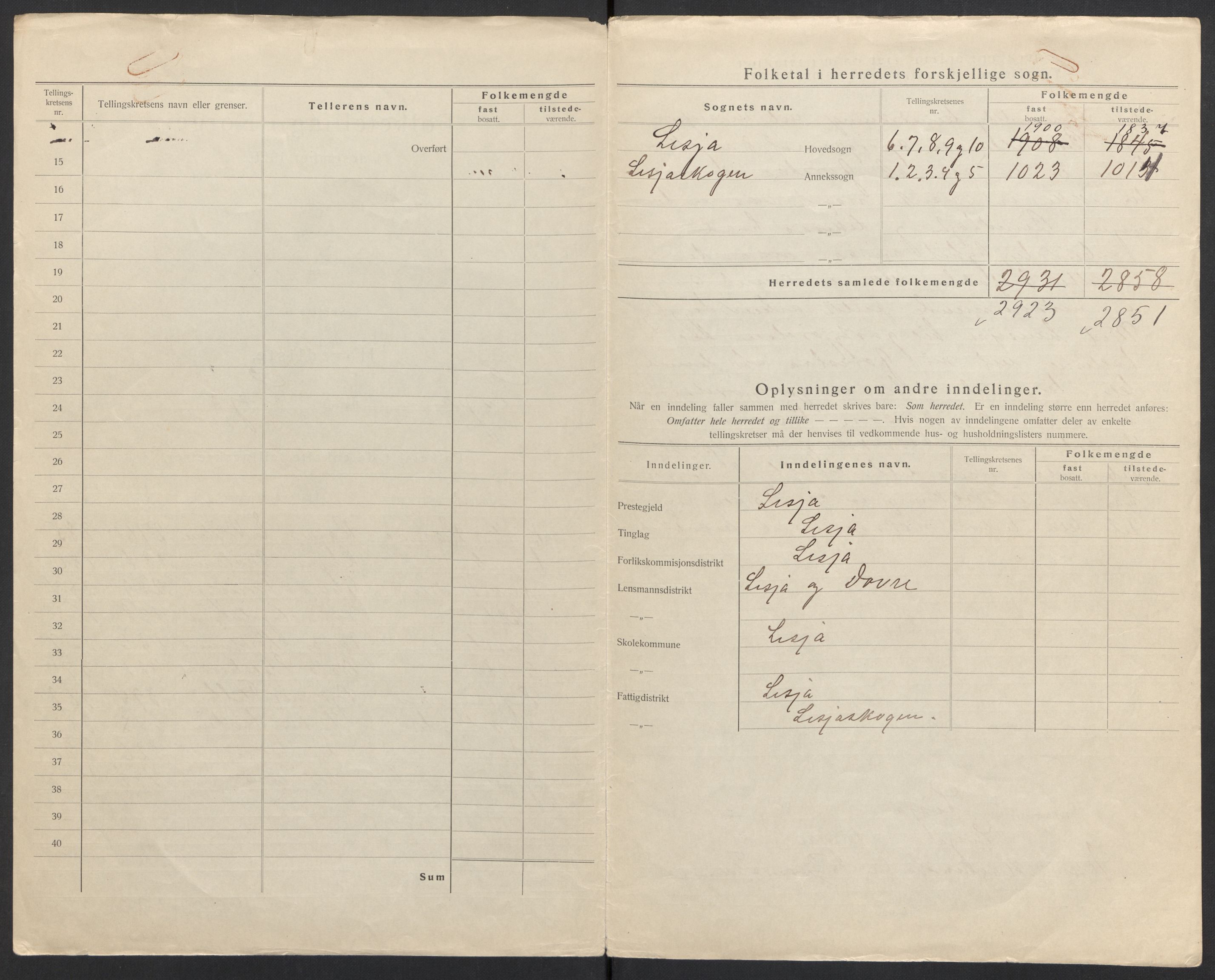 SAH, 1920 census for Lesja, 1920, p. 5