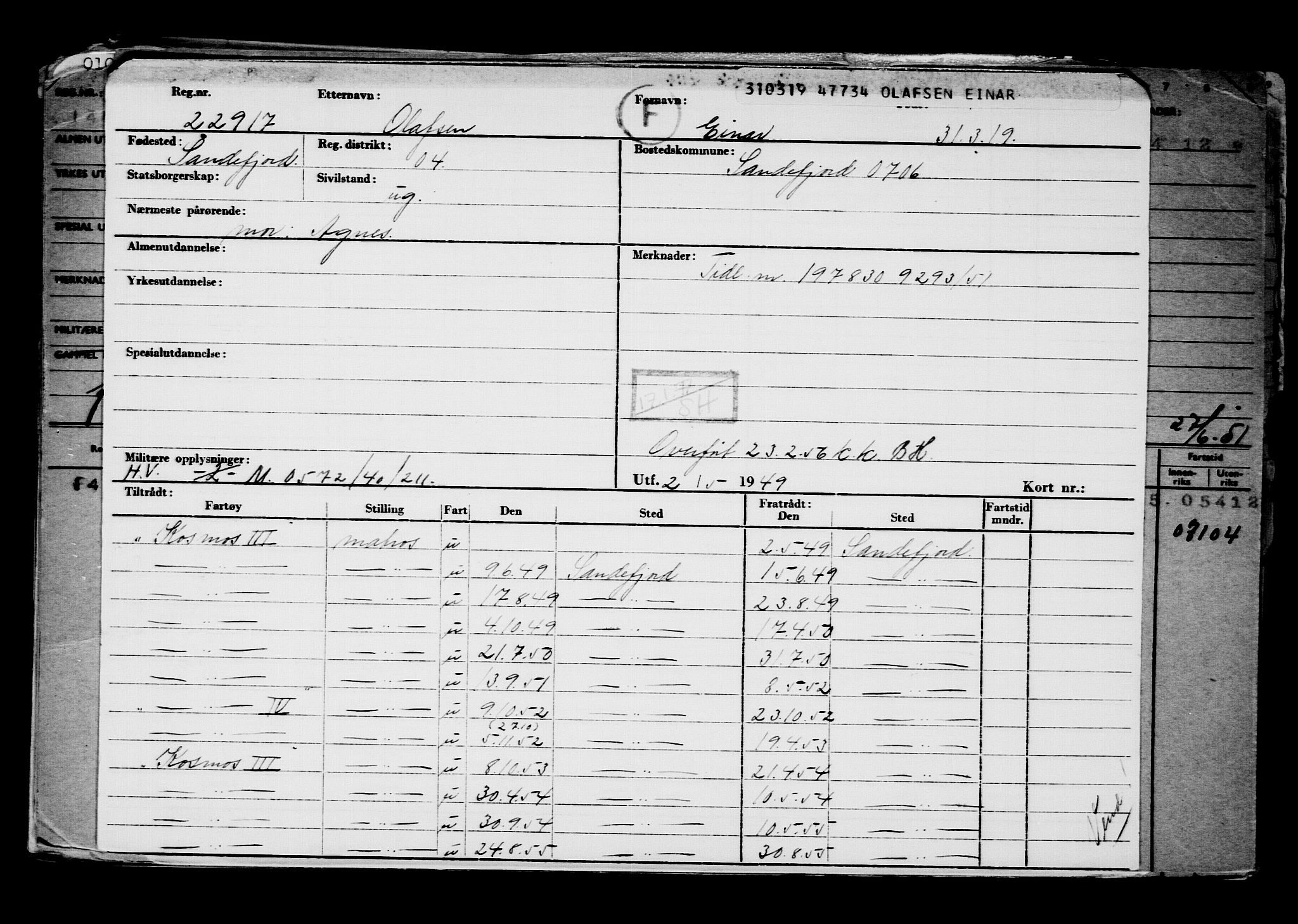 Direktoratet for sjømenn, AV/RA-S-3545/G/Gb/L0167: Hovedkort, 1919, p. 494