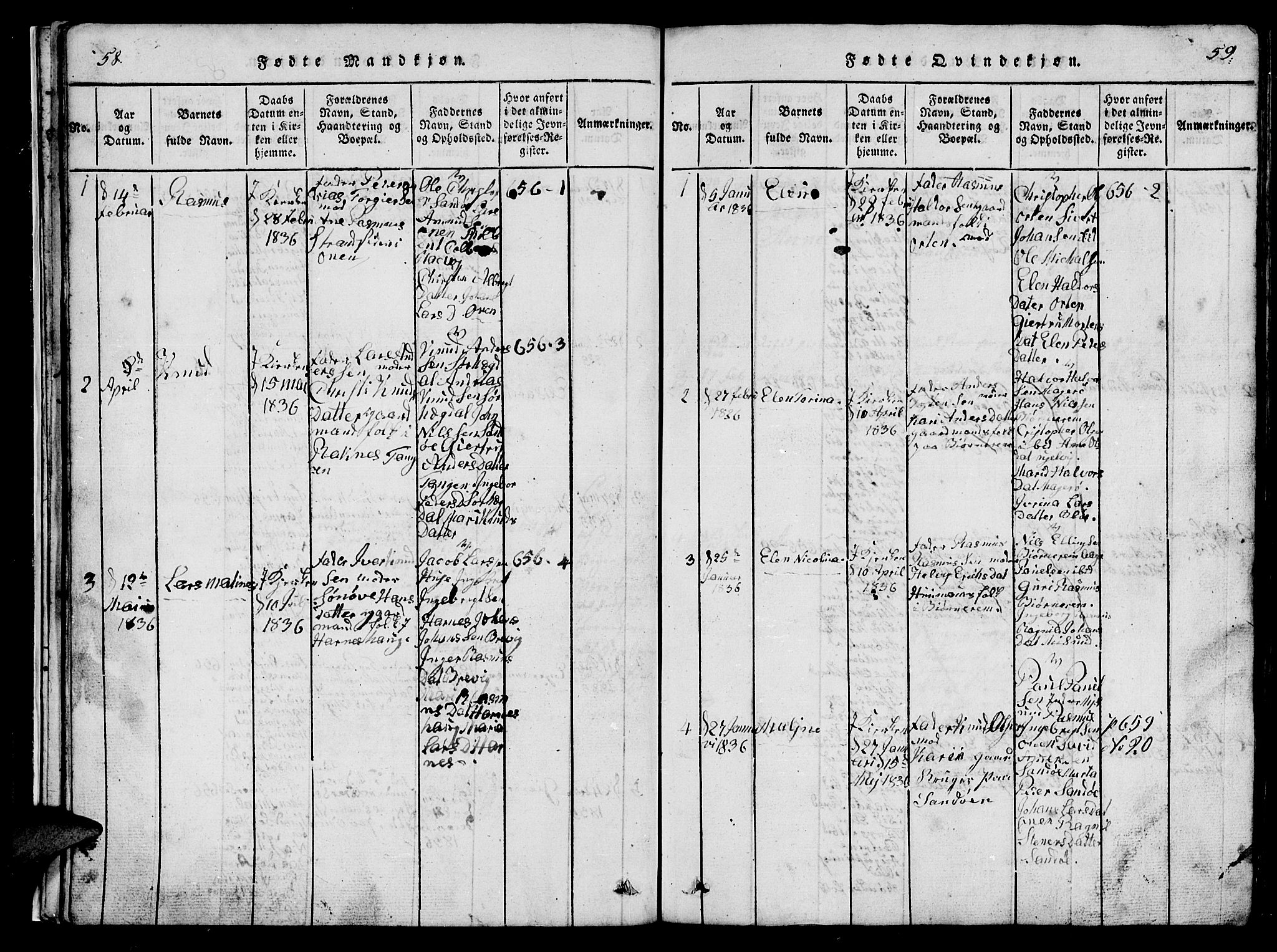 Ministerialprotokoller, klokkerbøker og fødselsregistre - Møre og Romsdal, AV/SAT-A-1454/561/L0731: Parish register (copy) no. 561C01, 1817-1867, p. 58-59