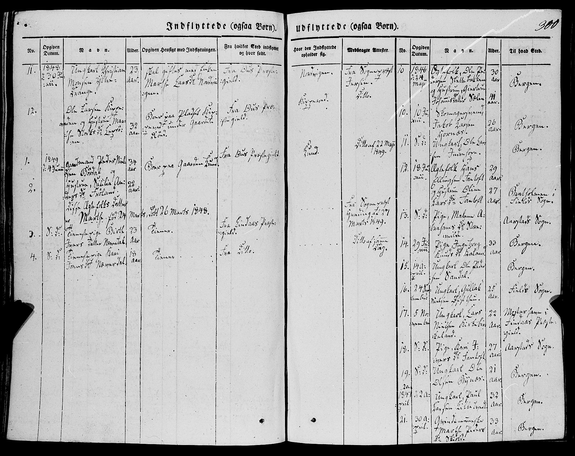 Fana Sokneprestembete, SAB/A-75101/H/Haa/Haaa/L0008: Parish register (official) no. A 8, 1829-1851, p. 300