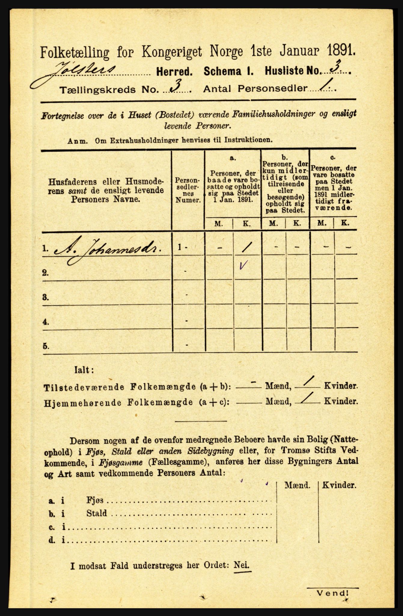 RA, 1891 census for 1431 Jølster, 1891, p. 916