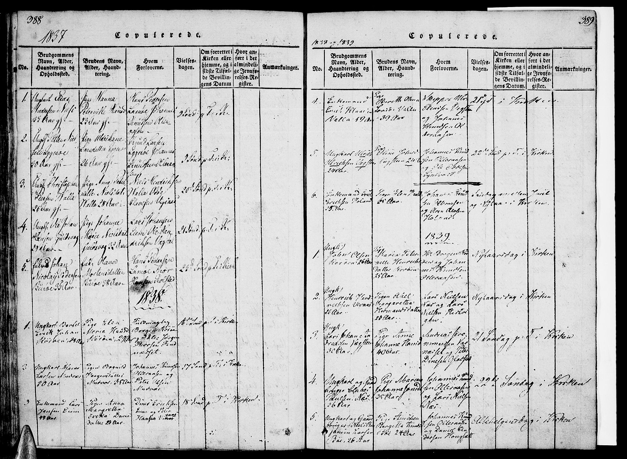 Ministerialprotokoller, klokkerbøker og fødselsregistre - Nordland, AV/SAT-A-1459/816/L0239: Parish register (official) no. 816A05, 1820-1845, p. 388-389