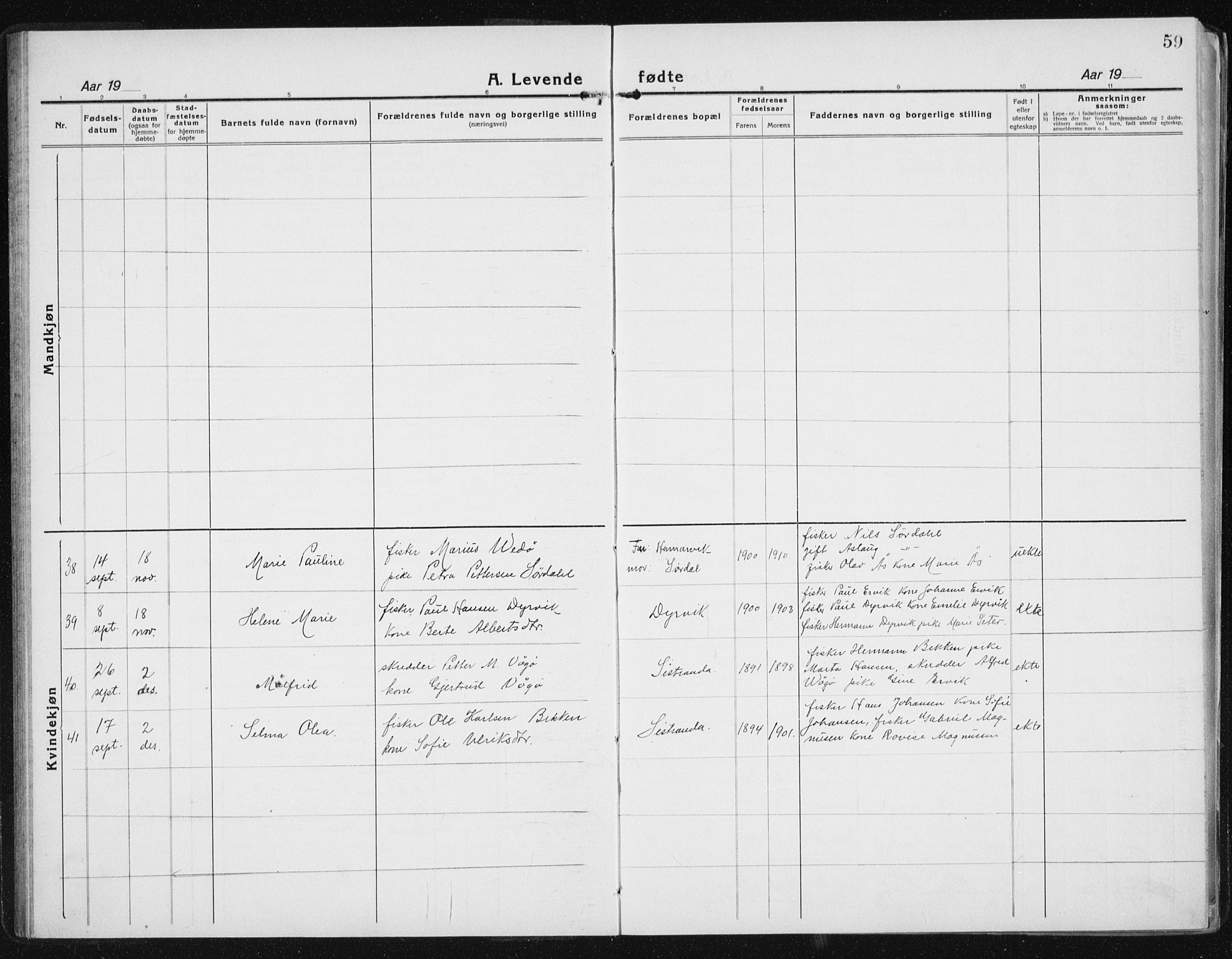 Ministerialprotokoller, klokkerbøker og fødselsregistre - Sør-Trøndelag, SAT/A-1456/640/L0589: Parish register (copy) no. 640C06, 1922-1934, p. 59