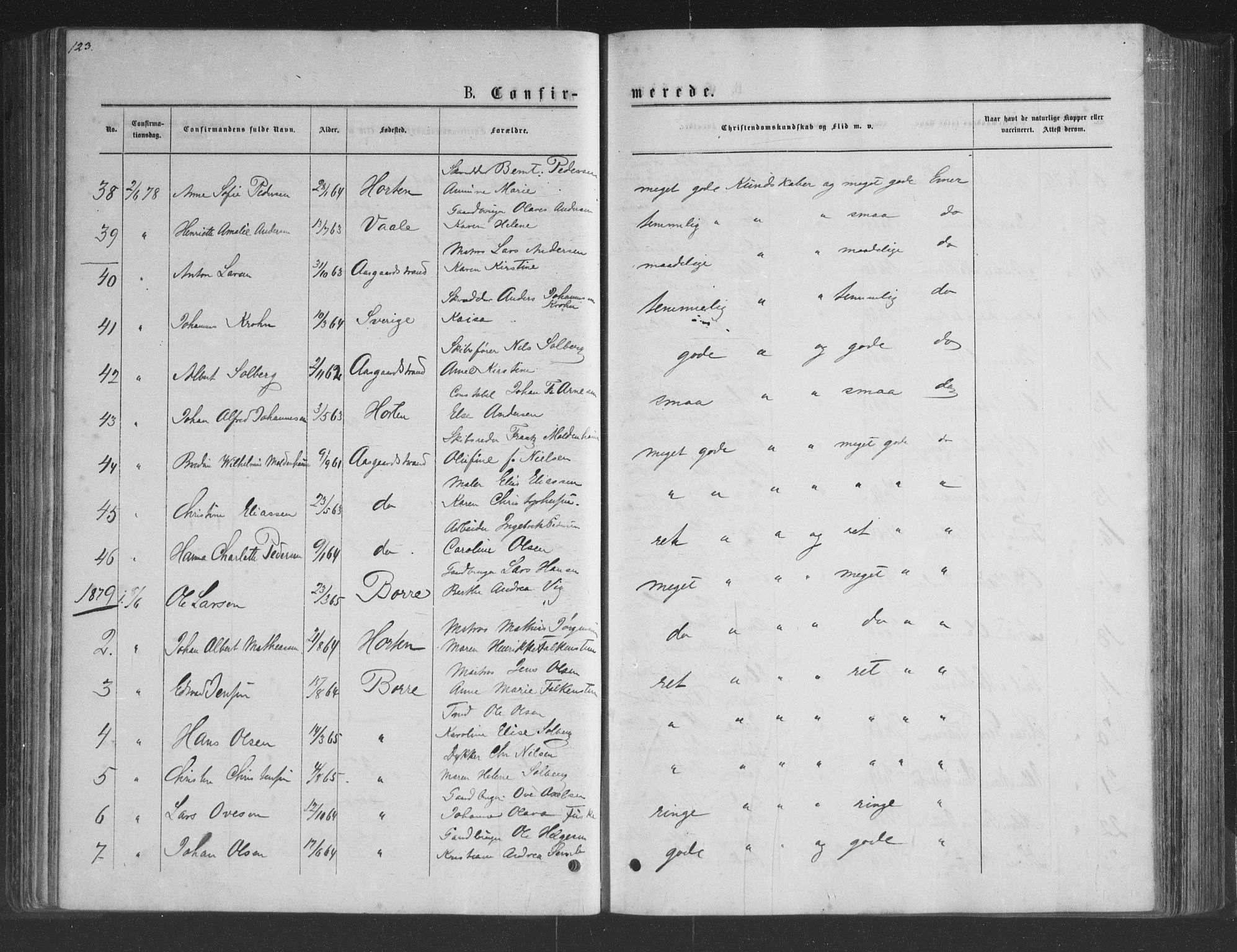 Borre kirkebøker, AV/SAKO-A-338/G/Ga/L0003: Parish register (copy) no. I 3, 1871-1892, p. 123