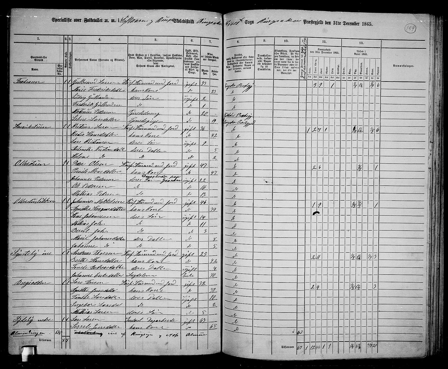 RA, 1865 census for Ringsaker, 1865, p. 403