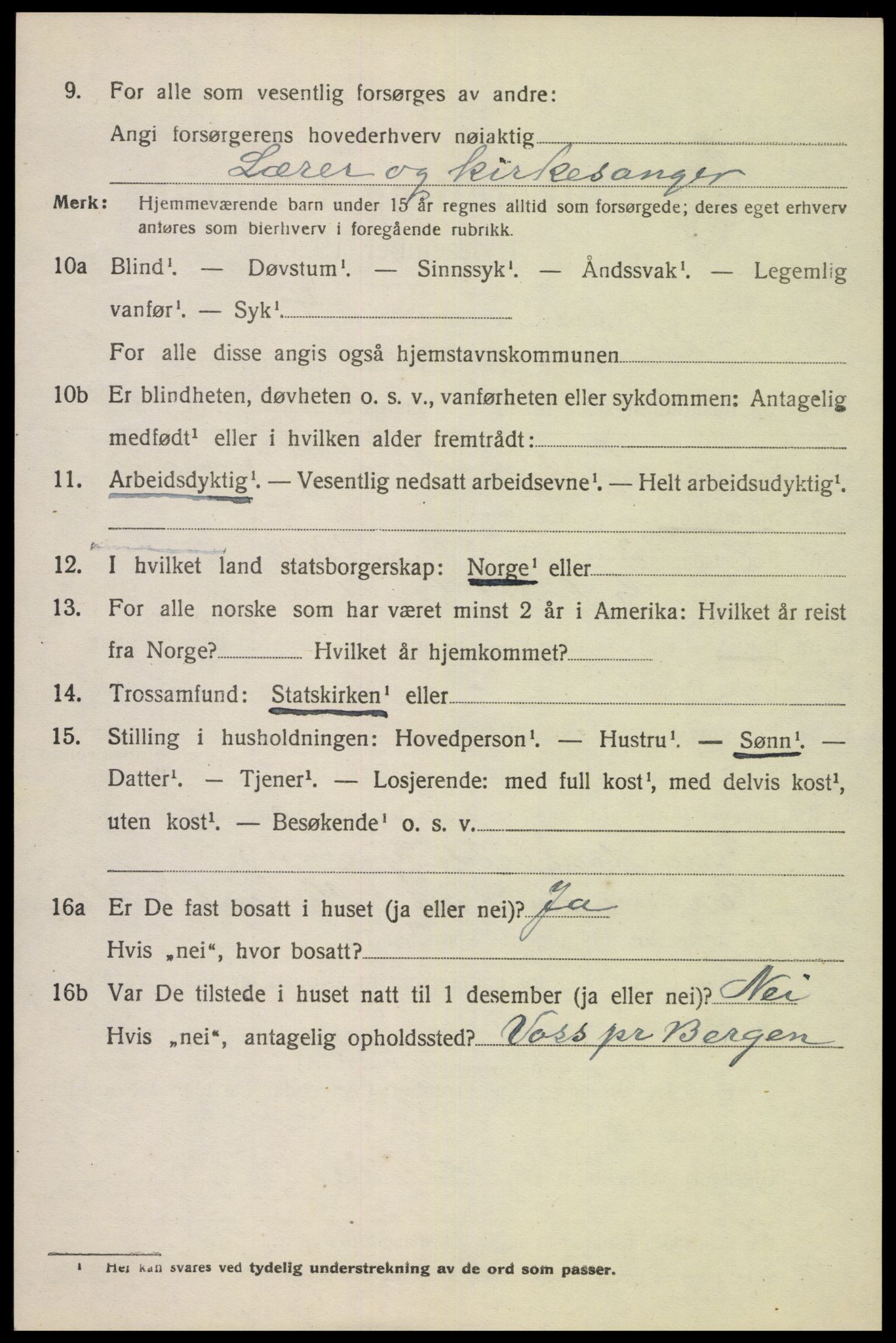 SAK, 1920 census for Gyland, 1920, p. 459