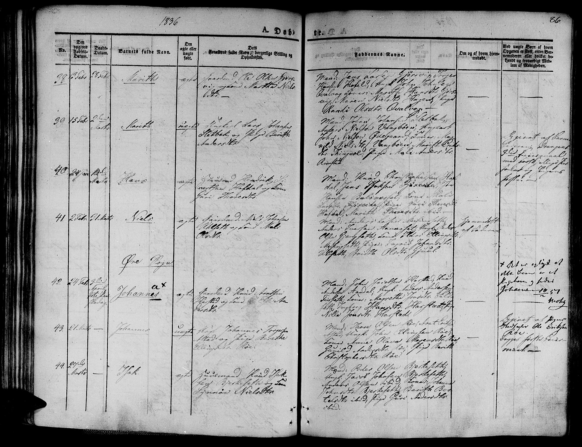 Ministerialprotokoller, klokkerbøker og fødselsregistre - Møre og Romsdal, AV/SAT-A-1454/586/L0983: Parish register (official) no. 586A09, 1829-1843, p. 86