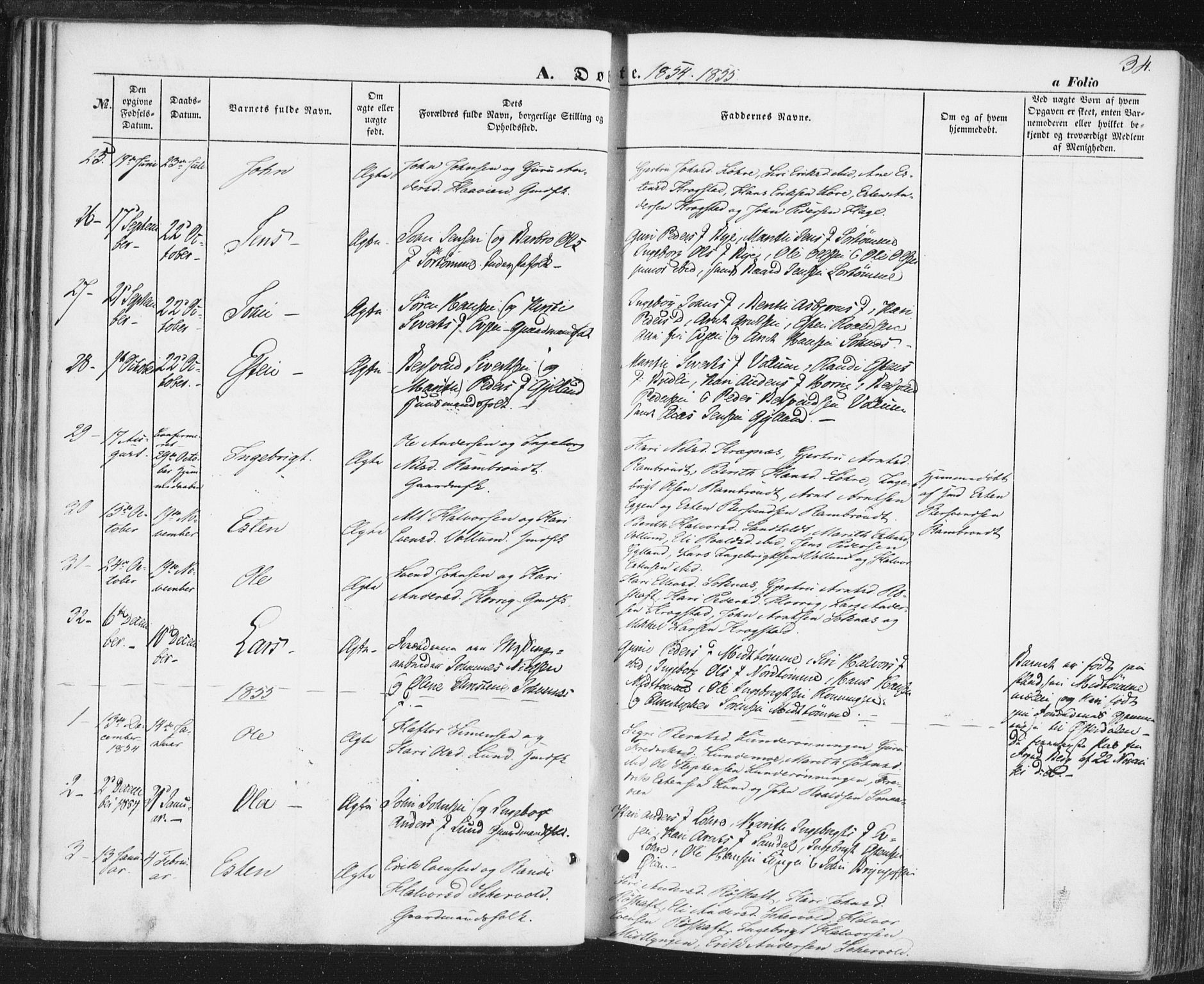 Ministerialprotokoller, klokkerbøker og fødselsregistre - Sør-Trøndelag, SAT/A-1456/692/L1103: Parish register (official) no. 692A03, 1849-1870, p. 34