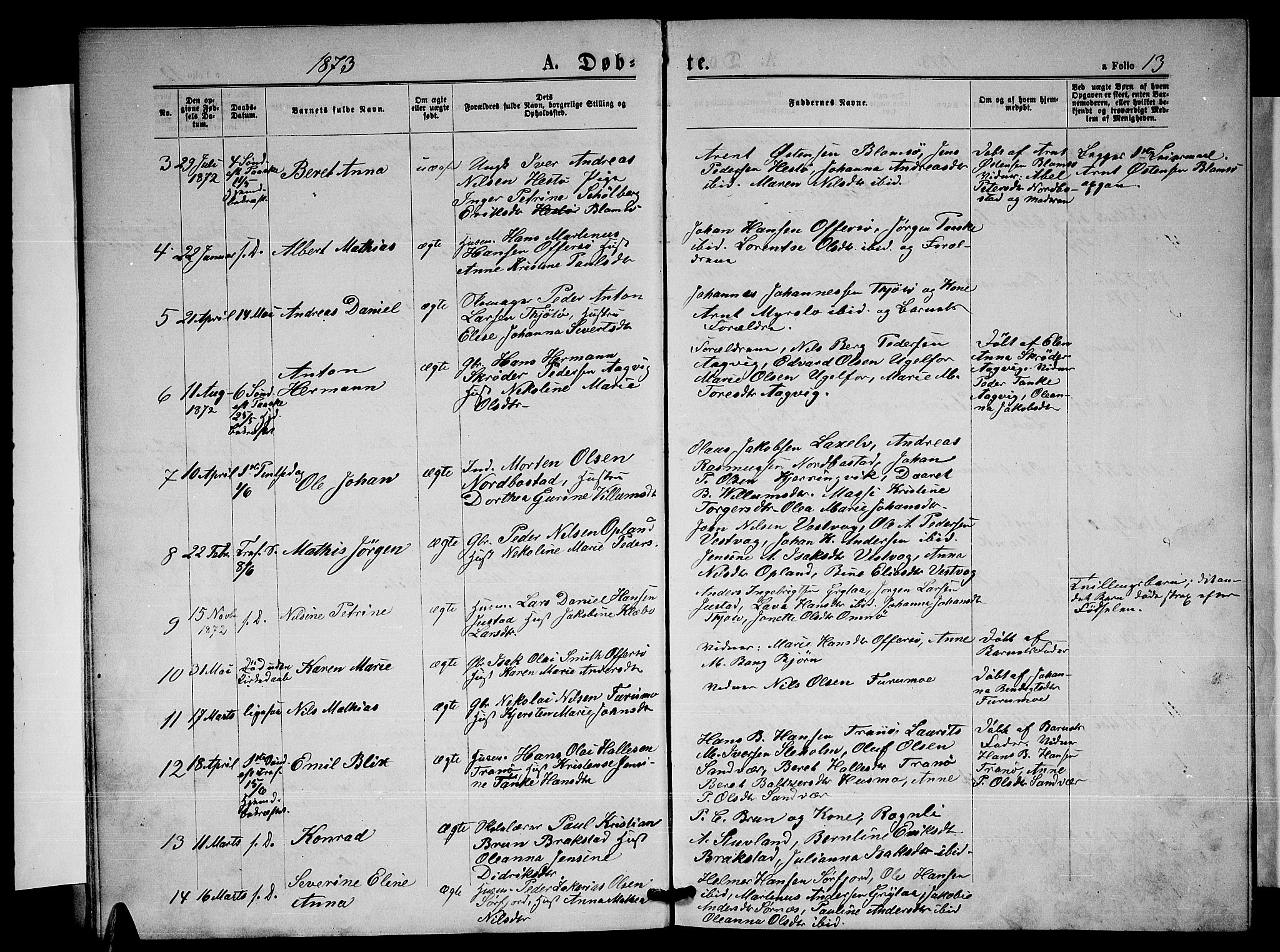 Ministerialprotokoller, klokkerbøker og fødselsregistre - Nordland, SAT/A-1459/817/L0267: Parish register (copy) no. 817C02, 1870-1883, p. 13