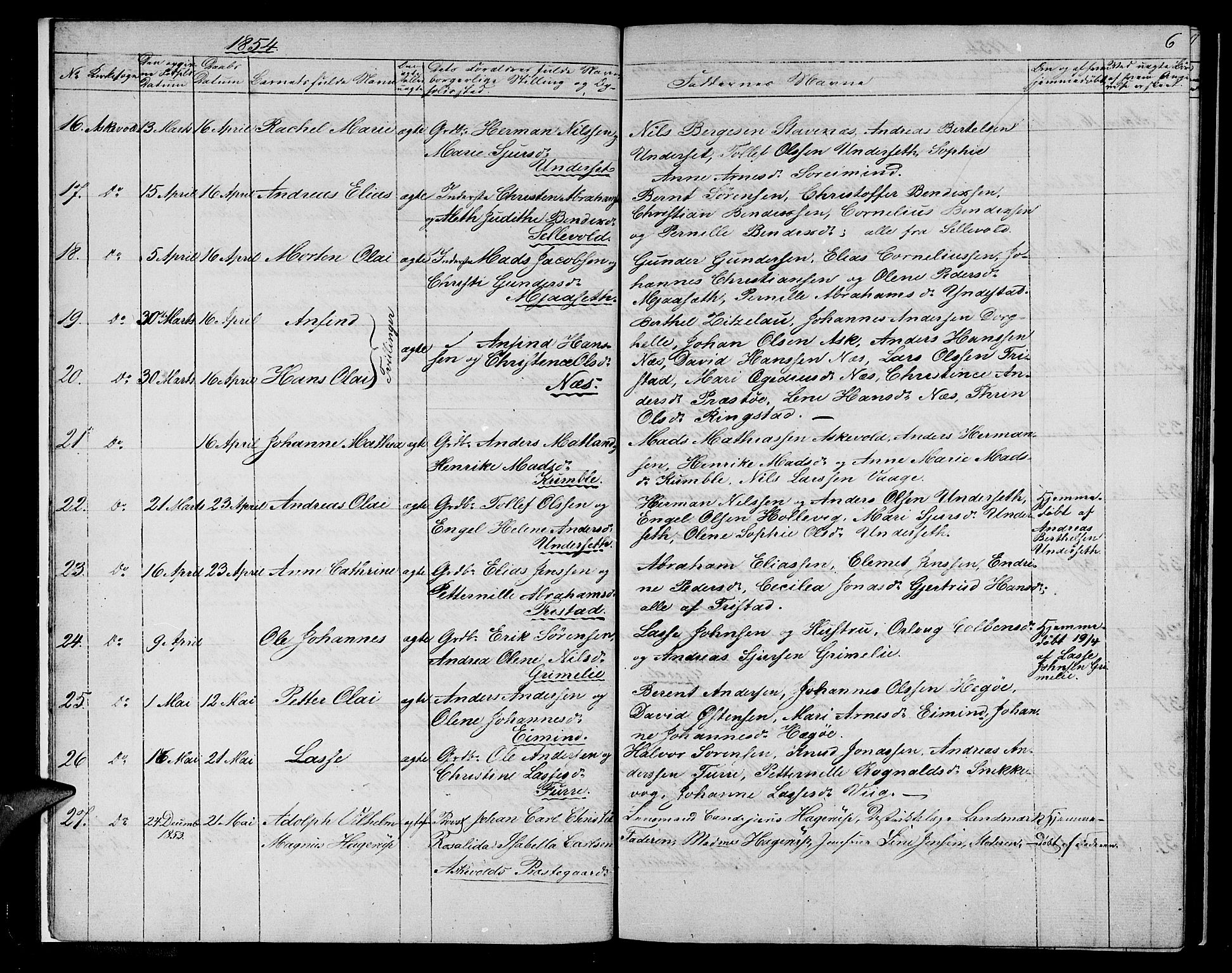 Askvoll sokneprestembete, SAB/A-79501/H/Hab/Haba/L0001: Parish register (copy) no. A 1, 1853-1872, p. 6