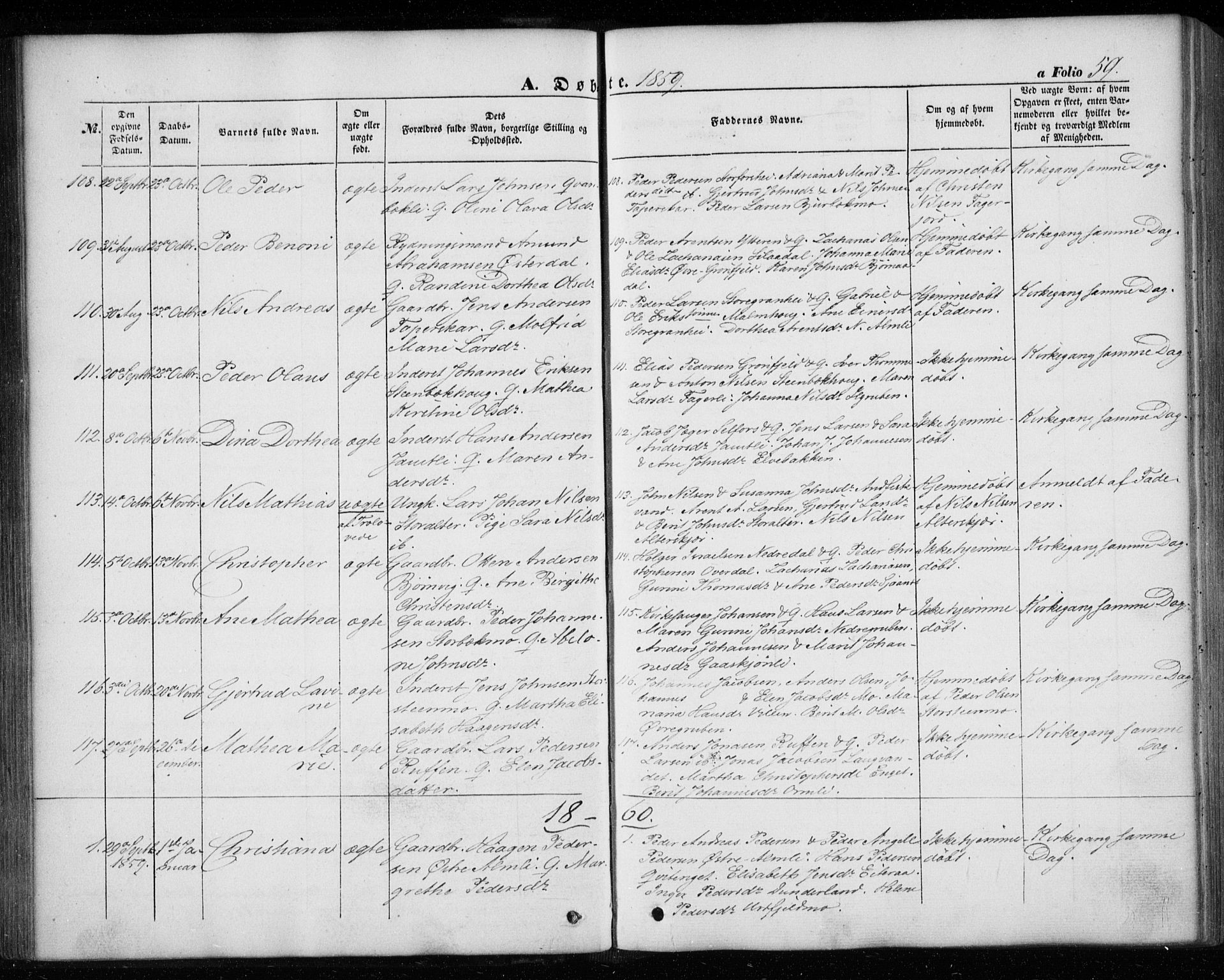 Ministerialprotokoller, klokkerbøker og fødselsregistre - Nordland, SAT/A-1459/827/L0392: Parish register (official) no. 827A04, 1853-1866, p. 59