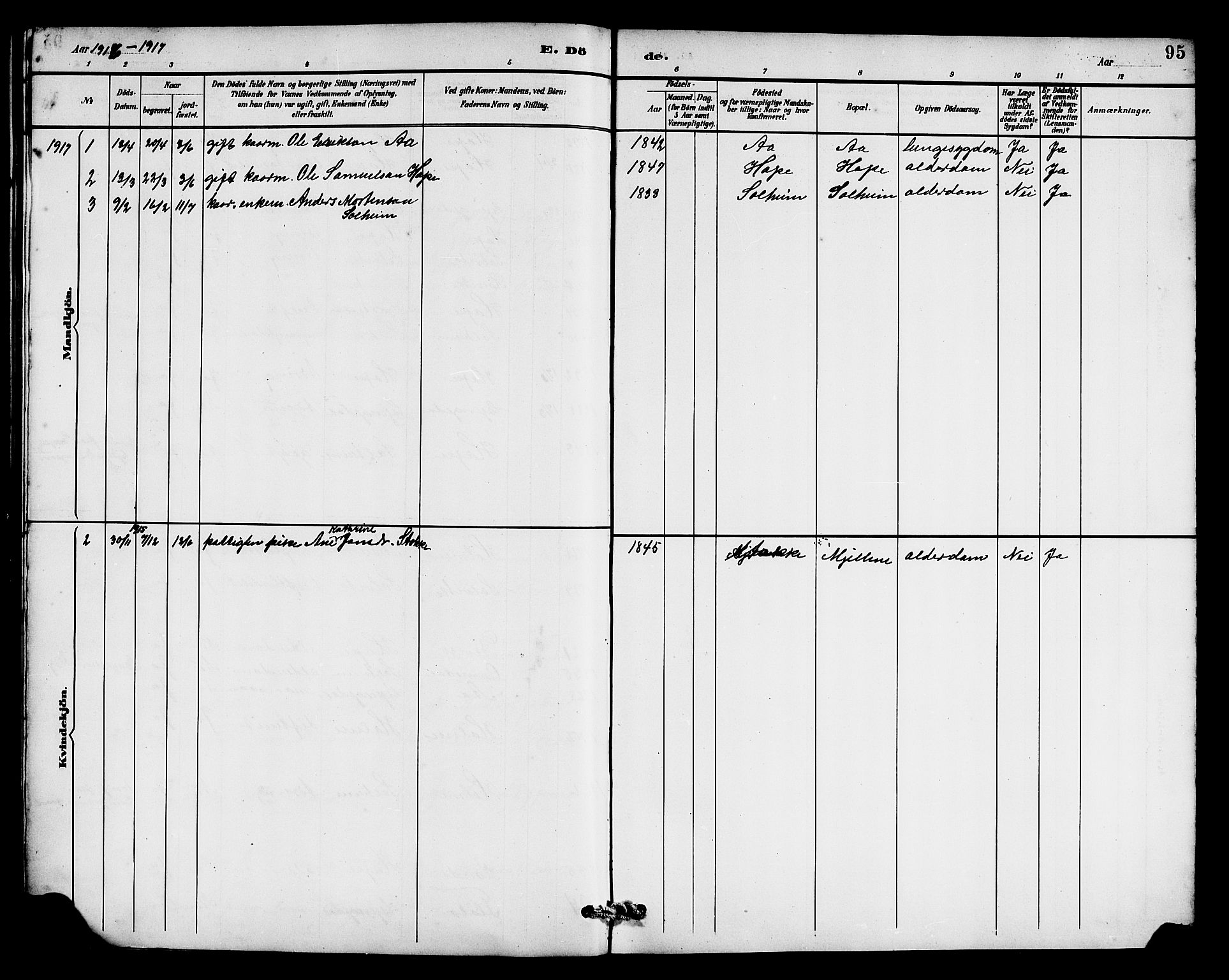 Gloppen sokneprestembete, SAB/A-80101/H/Hab/Habe/L0001: Parish register (copy) no. E 1, 1891-1917, p. 95