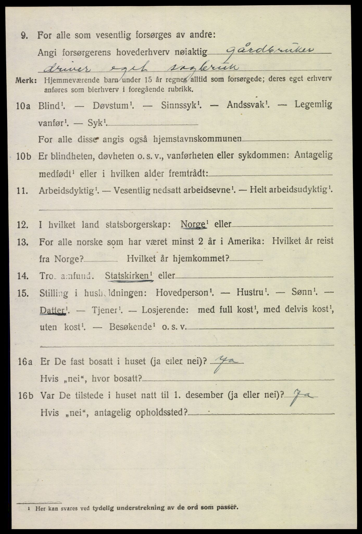 SAK, 1920 census for Evje, 1920, p. 2849