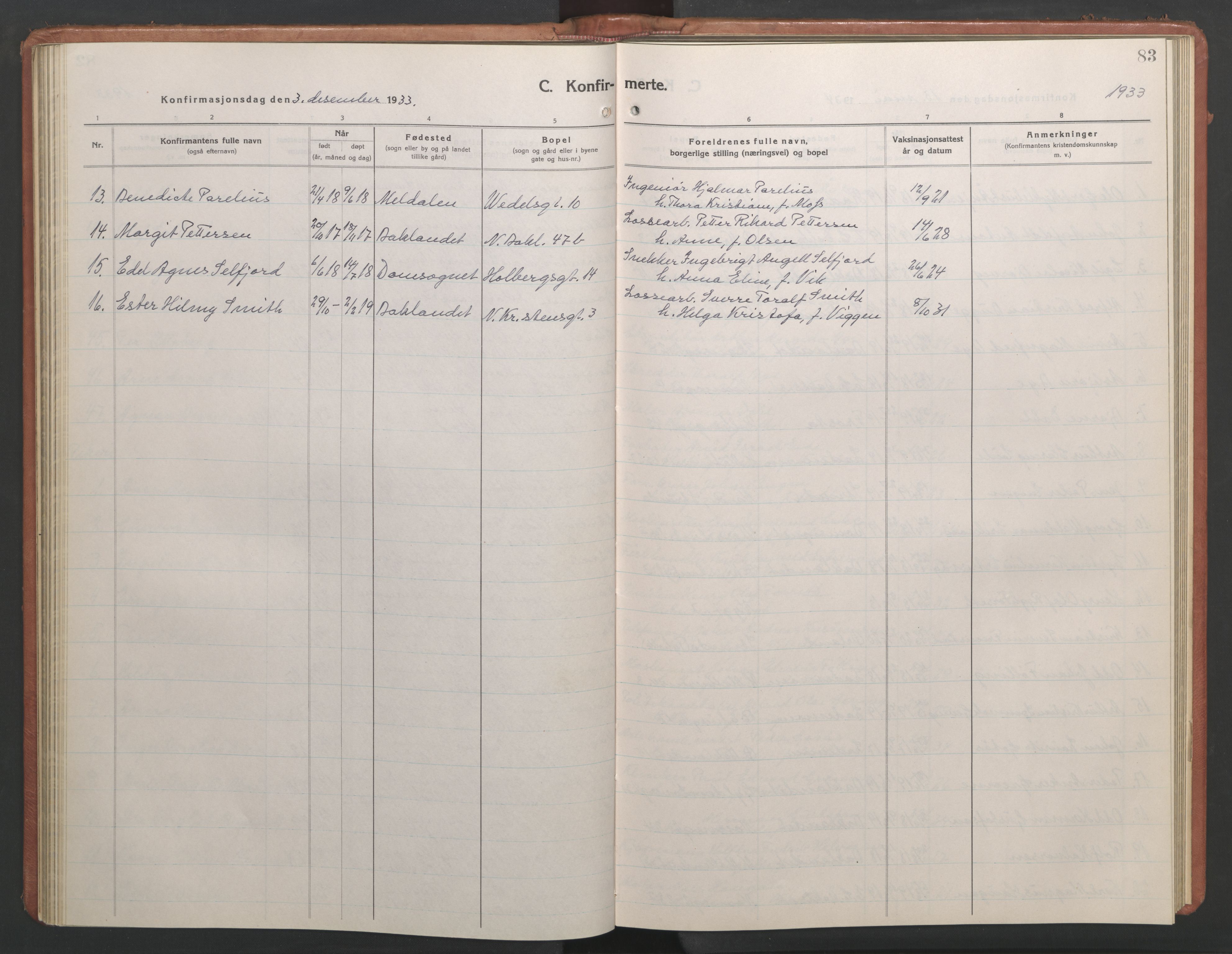 Ministerialprotokoller, klokkerbøker og fødselsregistre - Sør-Trøndelag, SAT/A-1456/604/L0228: Parish register (copy) no. 604C11, 1928-1950, p. 83