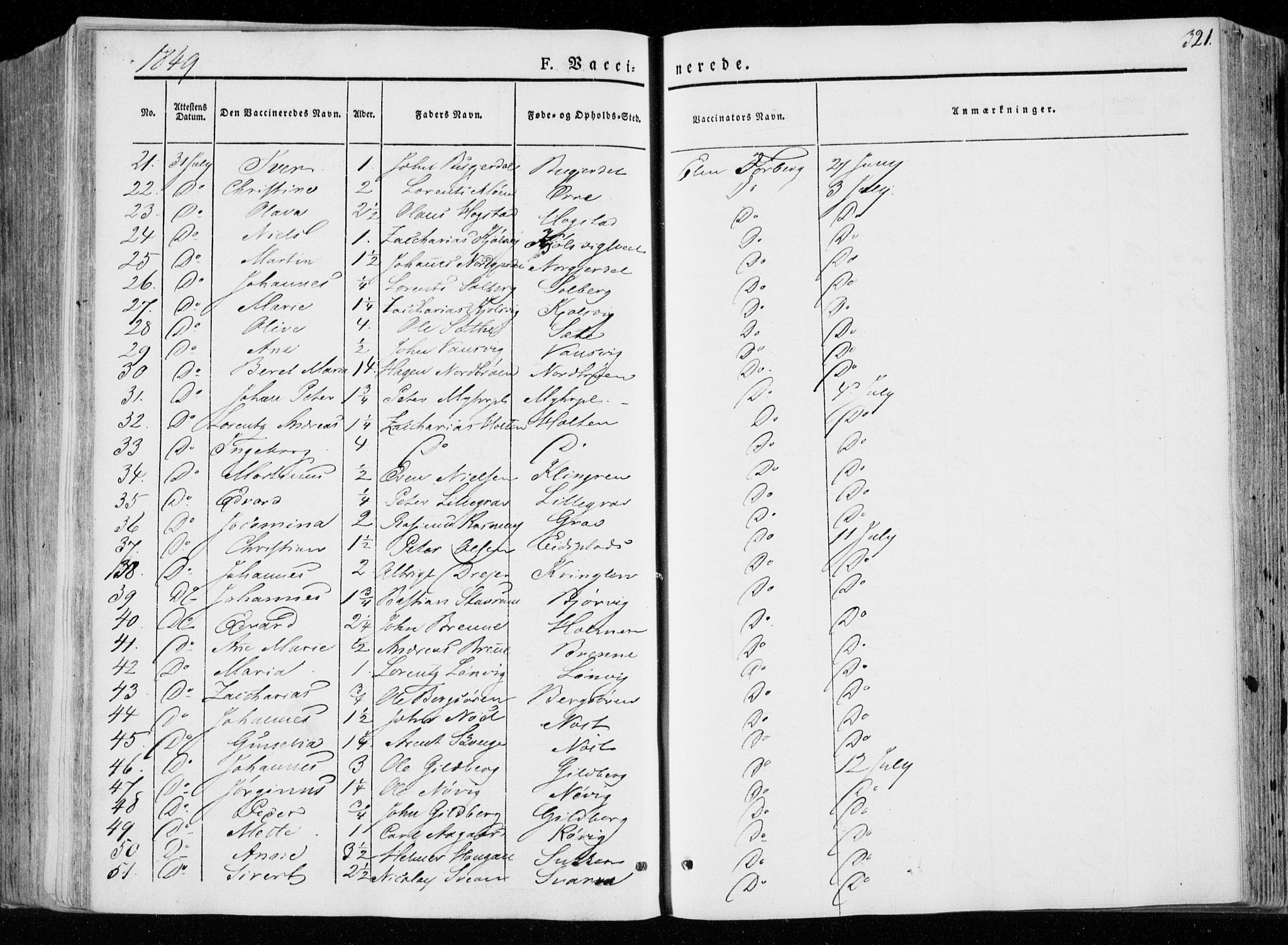 Ministerialprotokoller, klokkerbøker og fødselsregistre - Nord-Trøndelag, SAT/A-1458/722/L0218: Parish register (official) no. 722A05, 1843-1868, p. 321