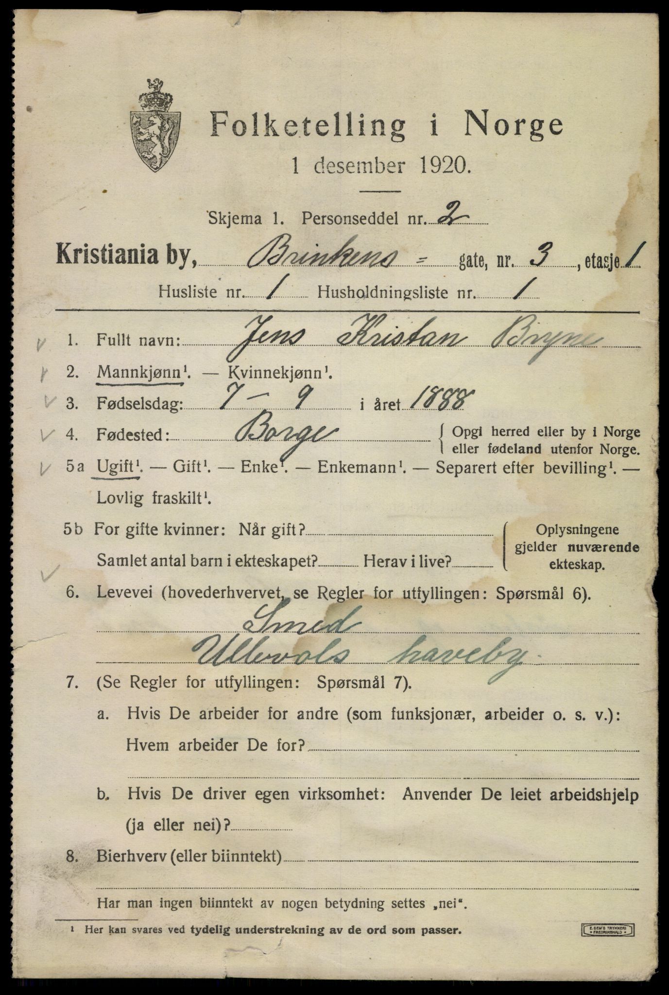 SAO, 1920 census for Kristiania, 1920, p. 171791