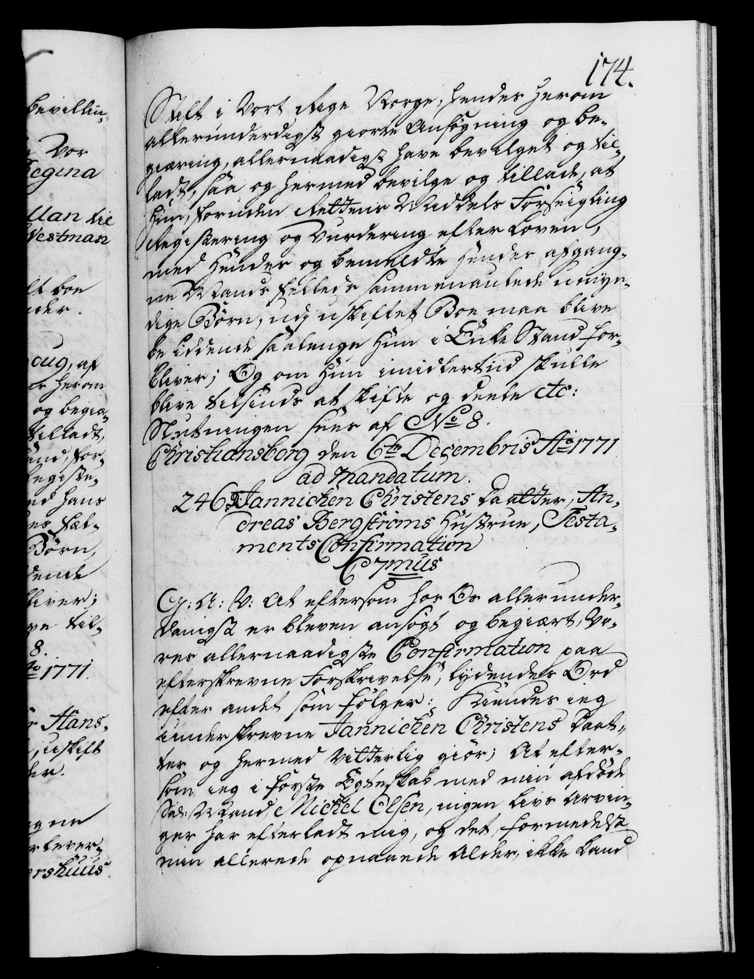 Danske Kanselli 1572-1799, RA/EA-3023/F/Fc/Fca/Fcaa/L0045: Norske registre "Norske eller 3. dept.s åpne brev, 1771-1773, p. 174a