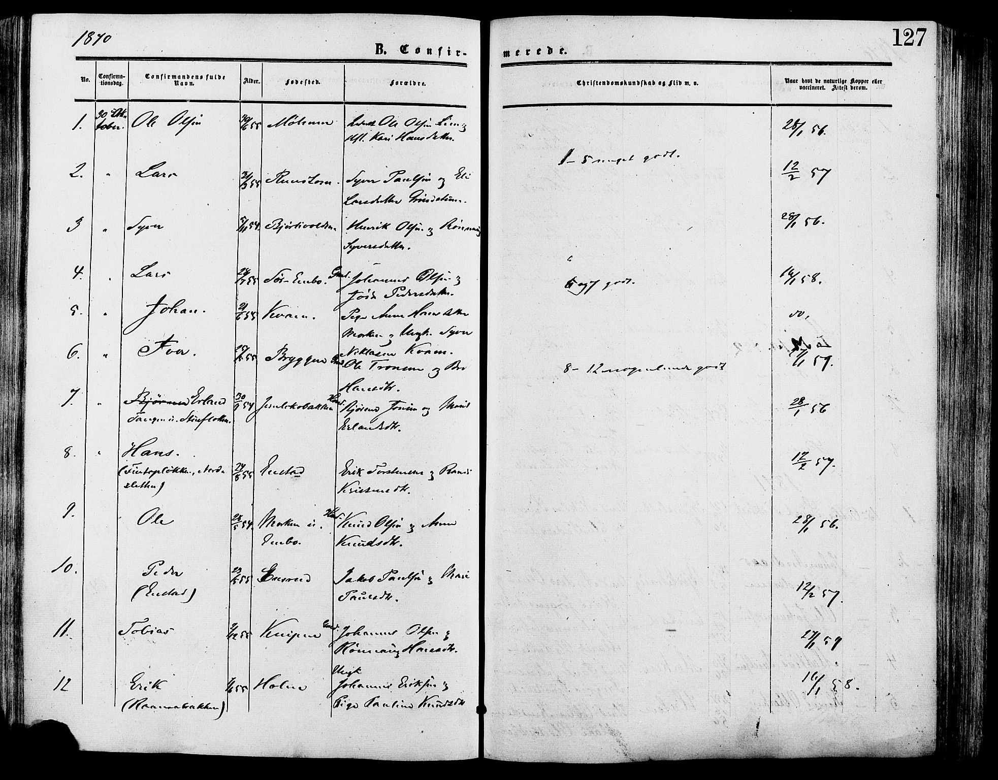 Lesja prestekontor, SAH/PREST-068/H/Ha/Haa/L0009: Parish register (official) no. 9, 1854-1889, p. 127