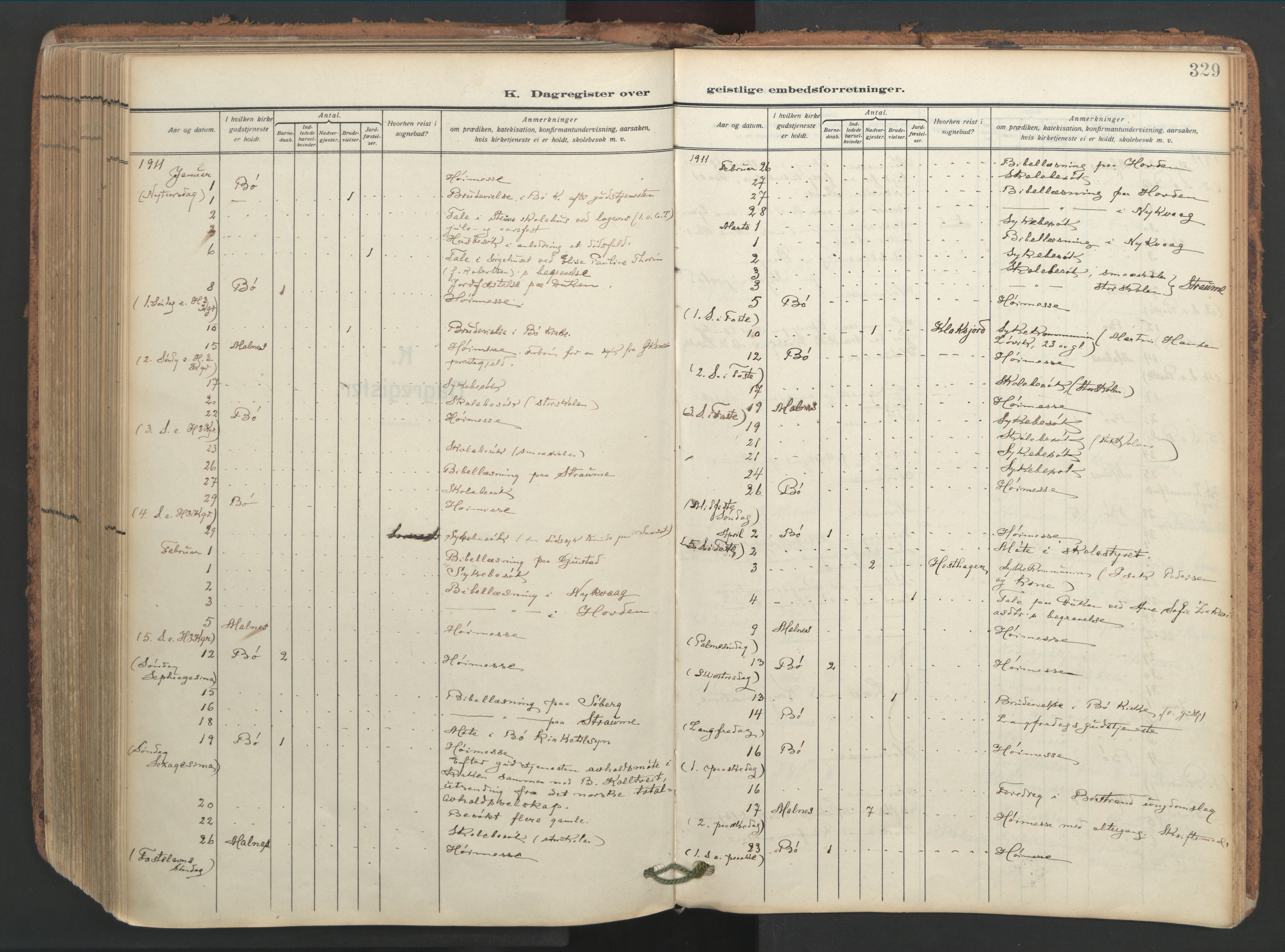 Ministerialprotokoller, klokkerbøker og fødselsregistre - Nordland, SAT/A-1459/891/L1306: Parish register (official) no. 891A11, 1911-1927, p. 329