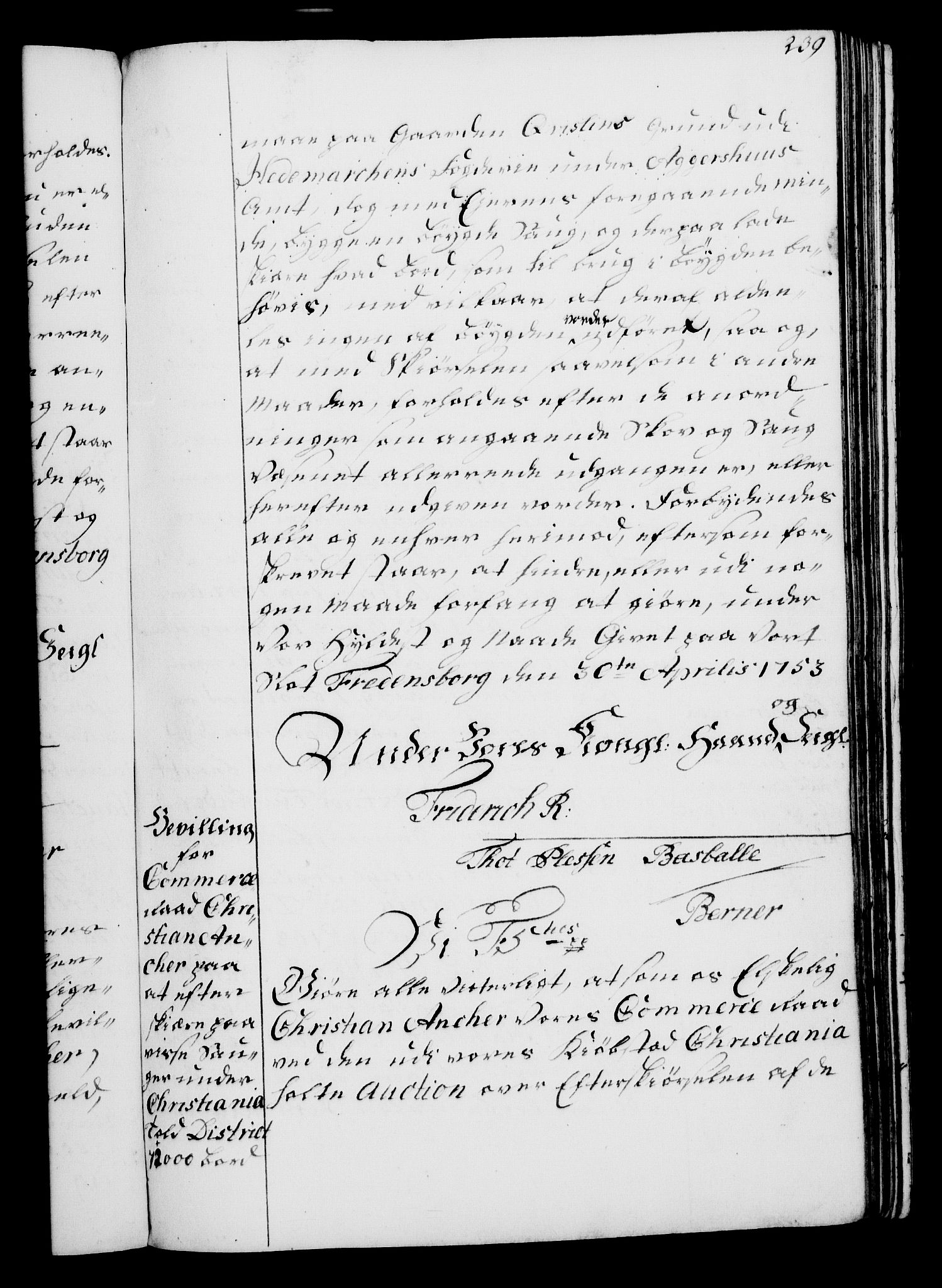 Rentekammeret, Kammerkanselliet, AV/RA-EA-3111/G/Gg/Gga/L0006: Norsk ekspedisjonsprotokoll med register (merket RK 53.6), 1749-1759, p. 239