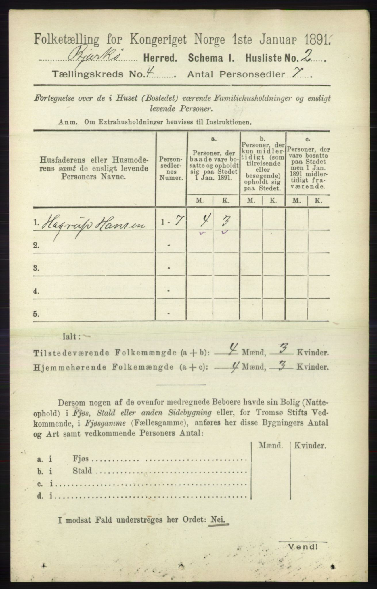 RA, 1891 census for 1915 Bjarkøy, 1891, p. 1873