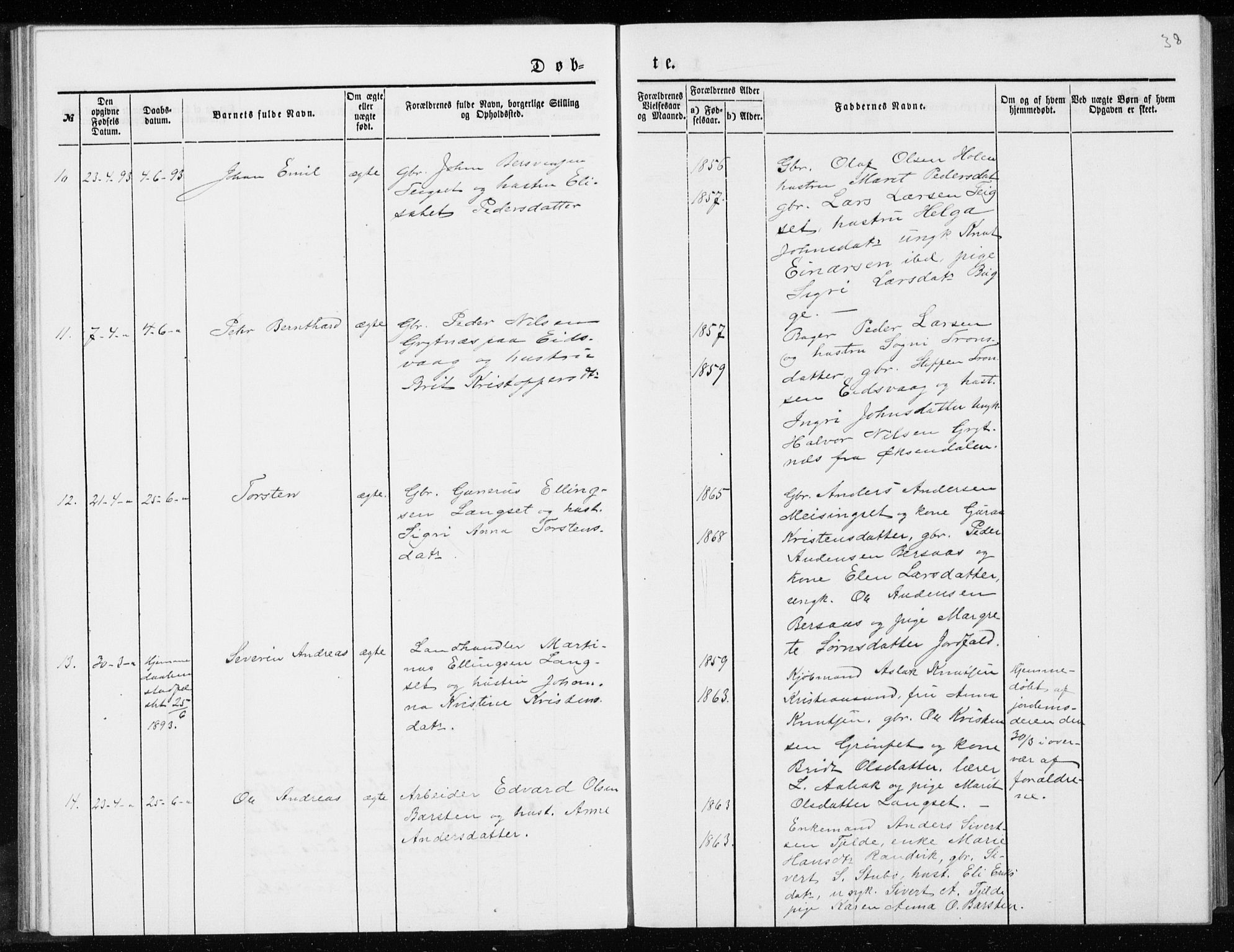 Ministerialprotokoller, klokkerbøker og fødselsregistre - Møre og Romsdal, SAT/A-1454/551/L0631: Parish register (copy) no. 551C03, 1886-1894, p. 38