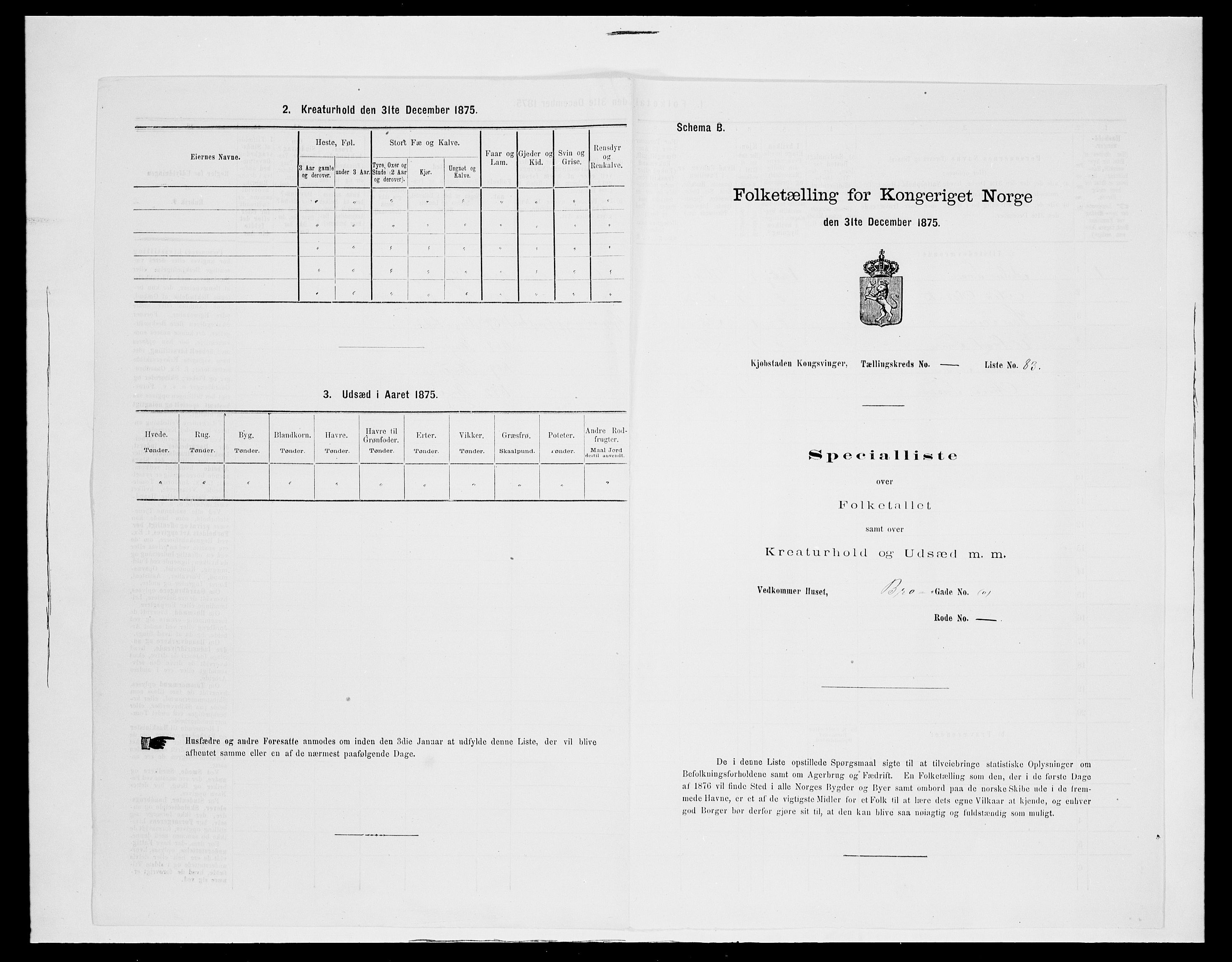 SAH, 1875 census for 0402B Vinger/Kongsvinger, 1875, p. 190