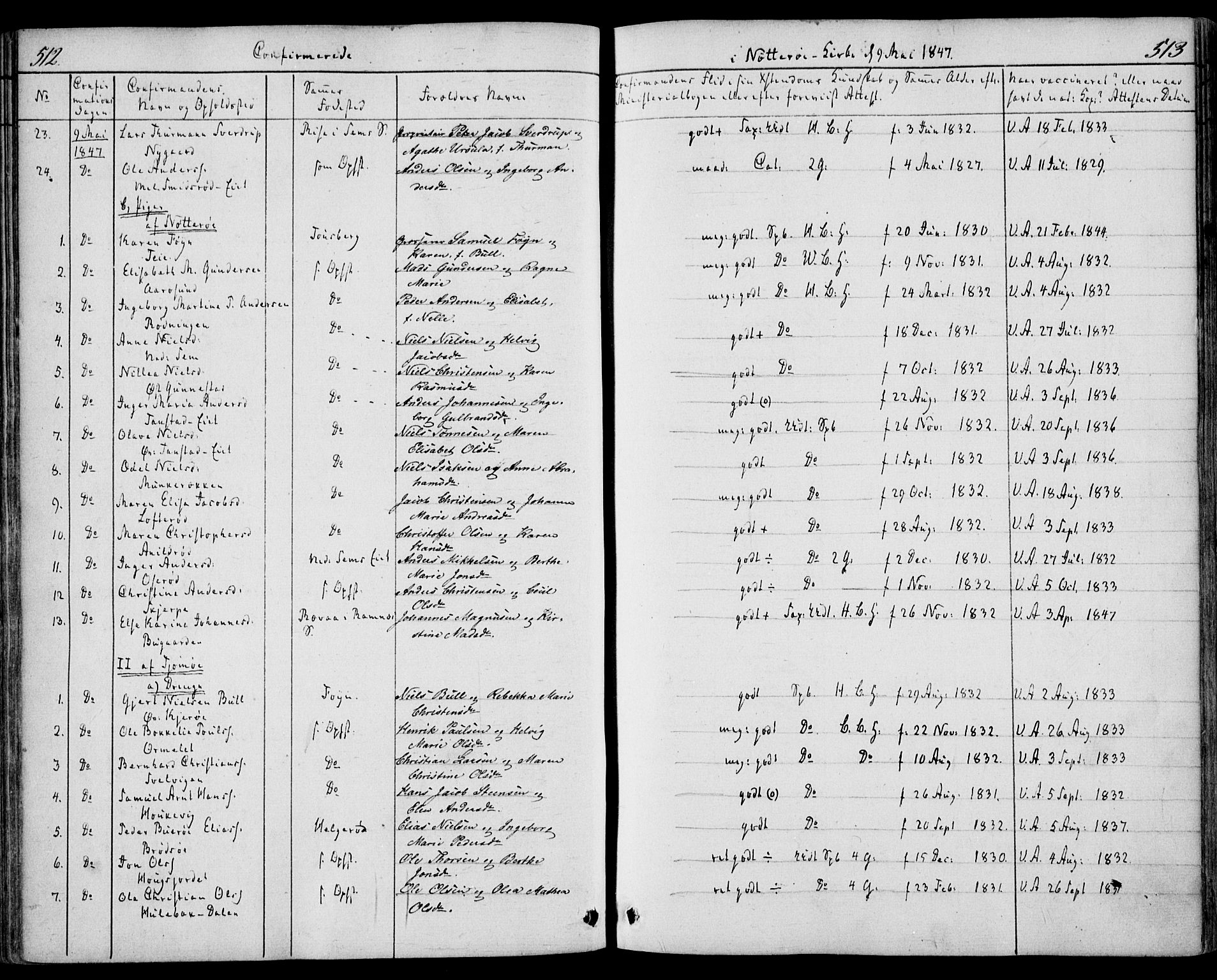 Nøtterøy kirkebøker, AV/SAKO-A-354/F/Fa/L0005: Parish register (official) no. I 5, 1839-1852, p. 512-513