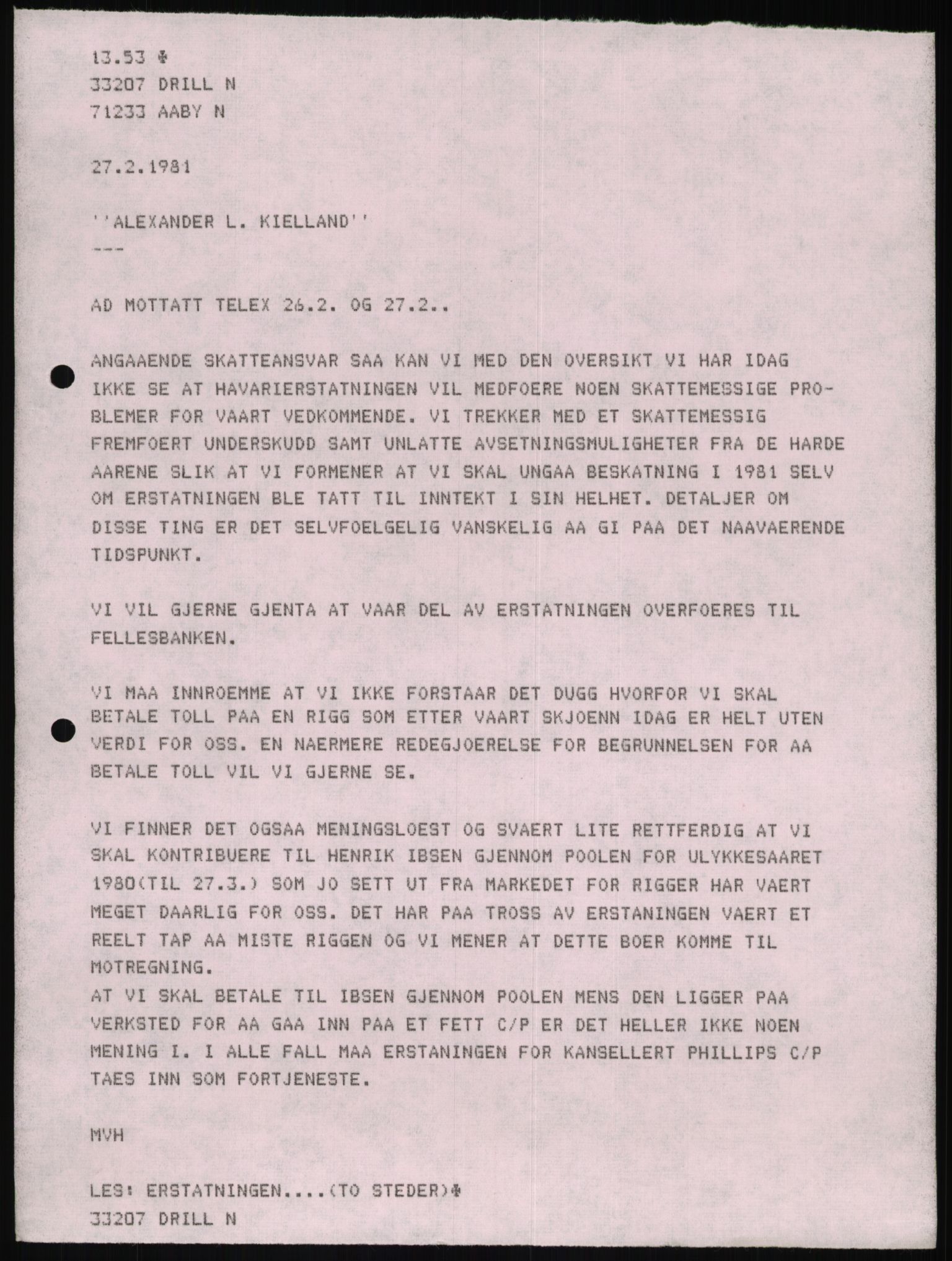 Pa 1503 - Stavanger Drilling AS, AV/SAST-A-101906/D/L0006: Korrespondanse og saksdokumenter, 1974-1984, p. 394