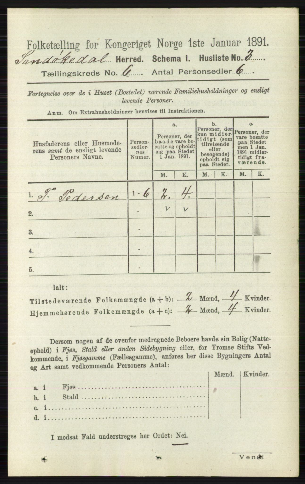 RA, 1891 census for 0816 Sannidal, 1891, p. 2478