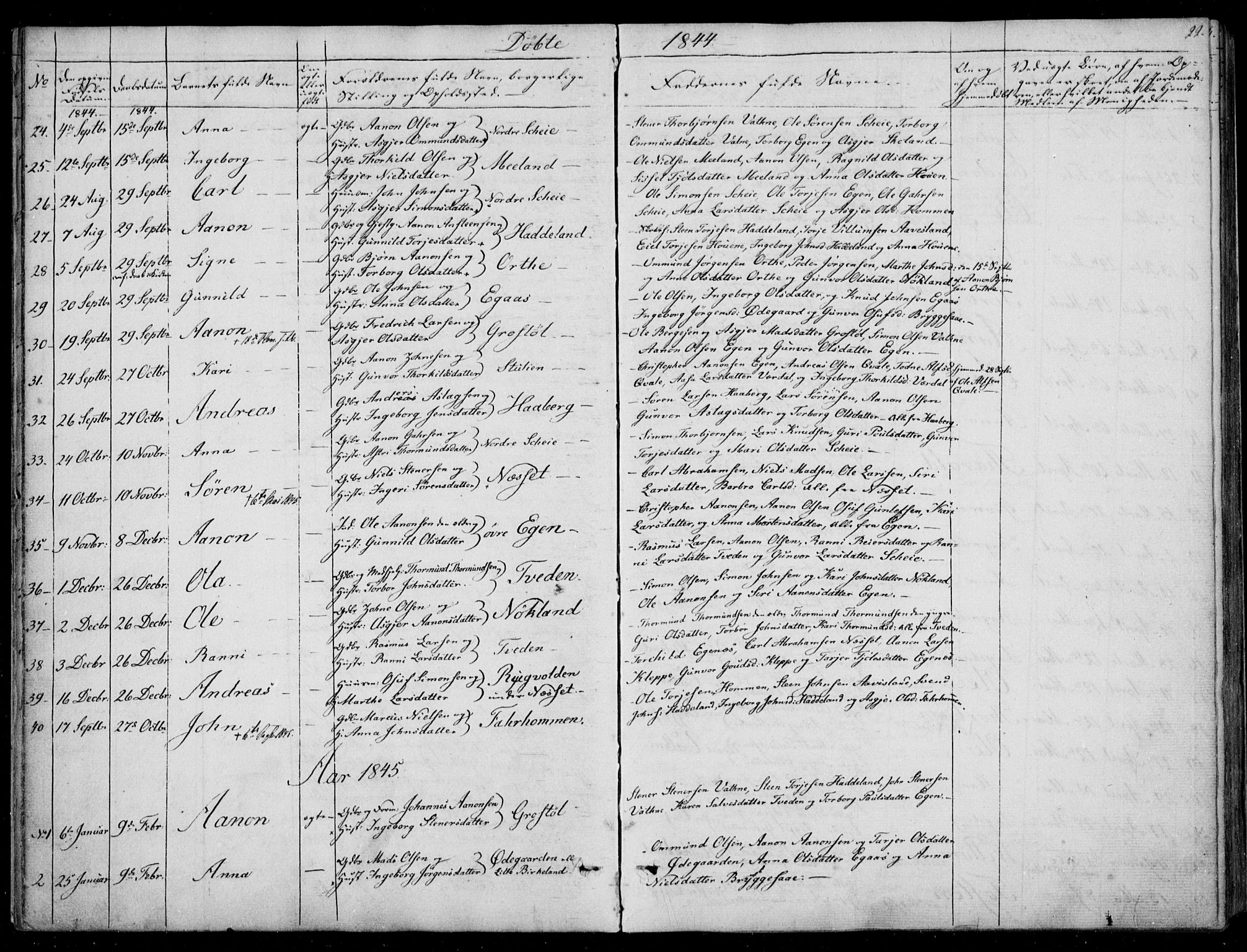 Hægebostad sokneprestkontor, AV/SAK-1111-0024/F/Fa/Fab/L0002: Parish register (official) no. A 2, 1836-1872, p. 22