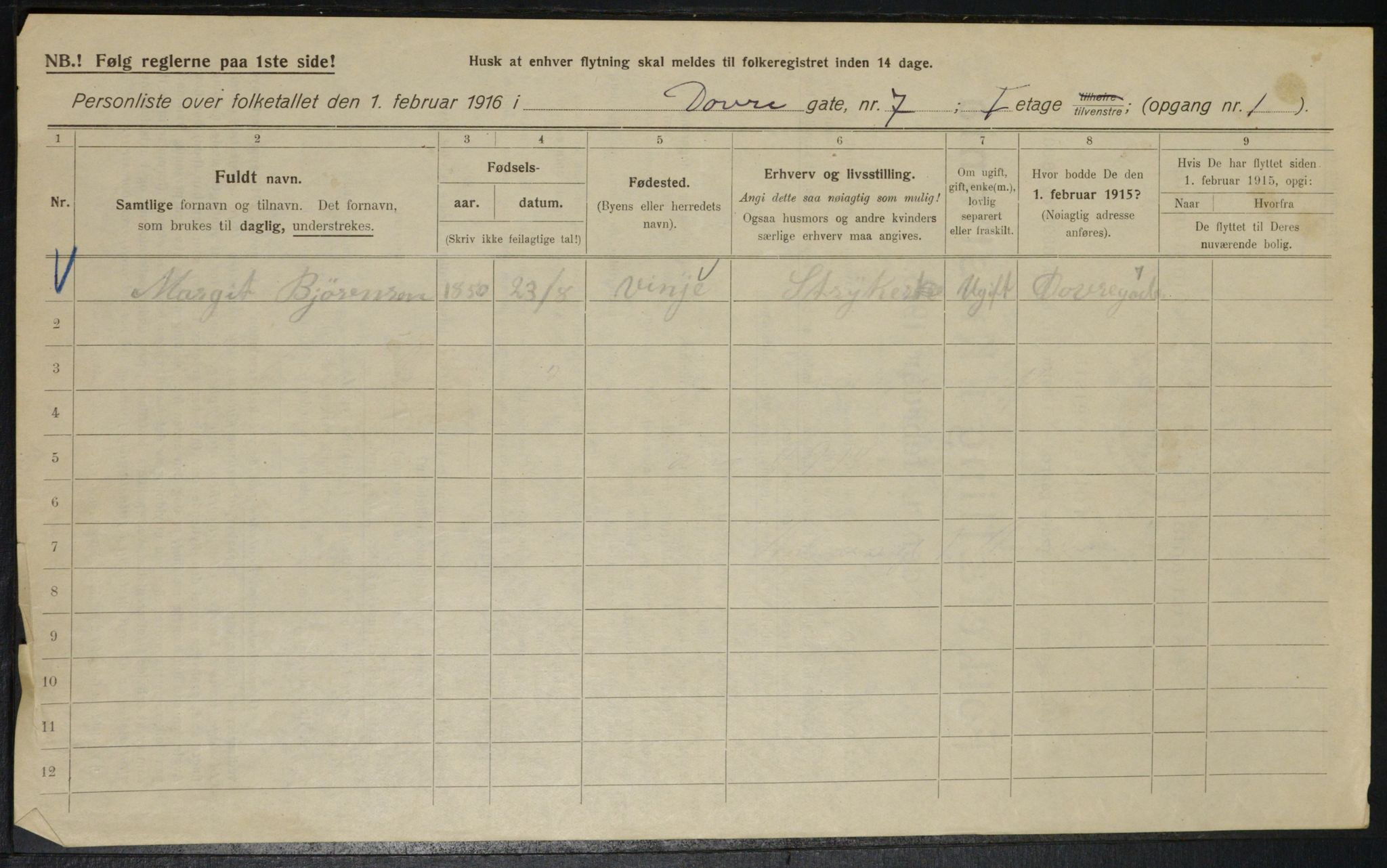 OBA, Municipal Census 1916 for Kristiania, 1916, p. 16320