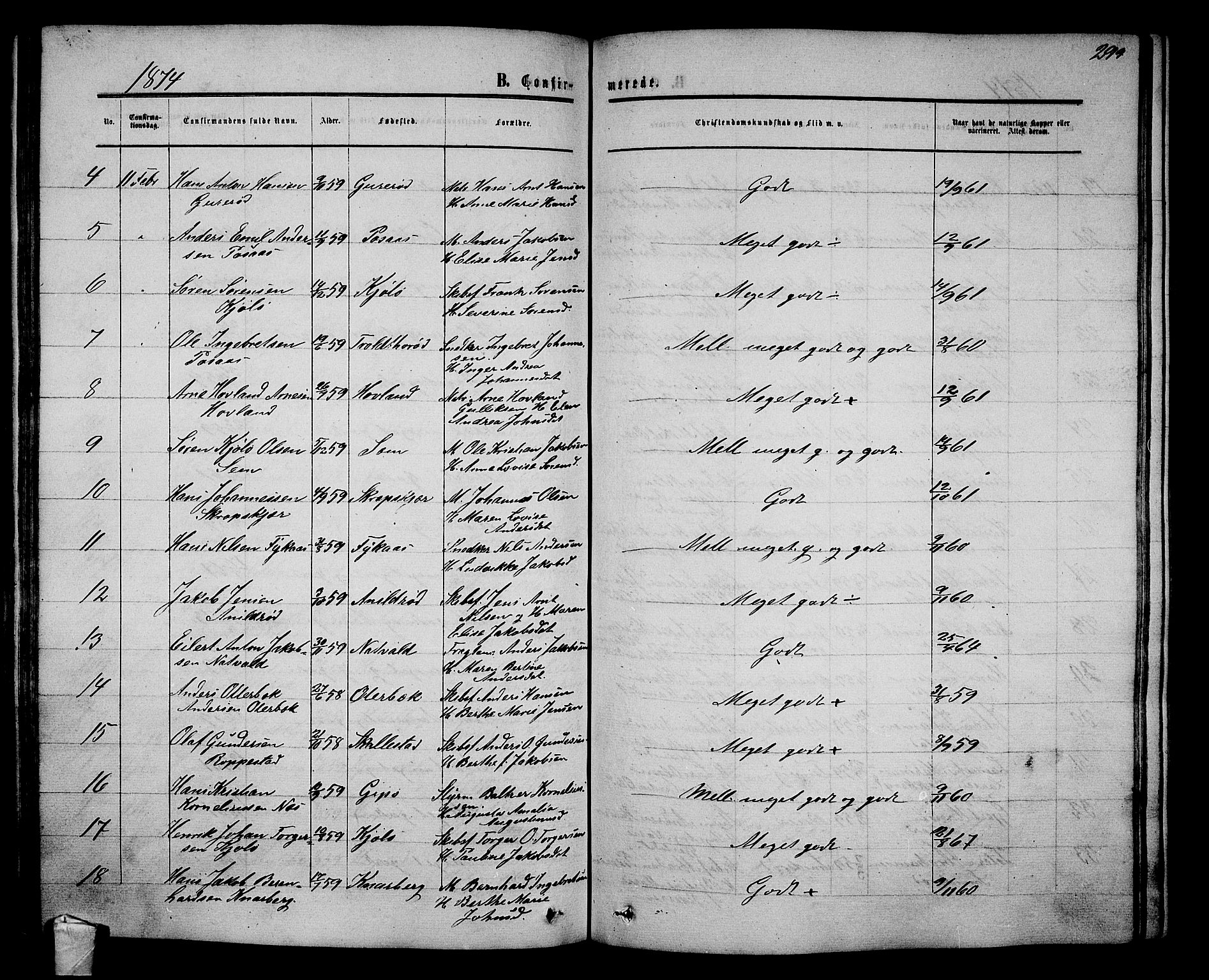 Nøtterøy kirkebøker, AV/SAKO-A-354/G/Ga/L0002: Parish register (copy) no. I 2, 1860-1877, p. 299