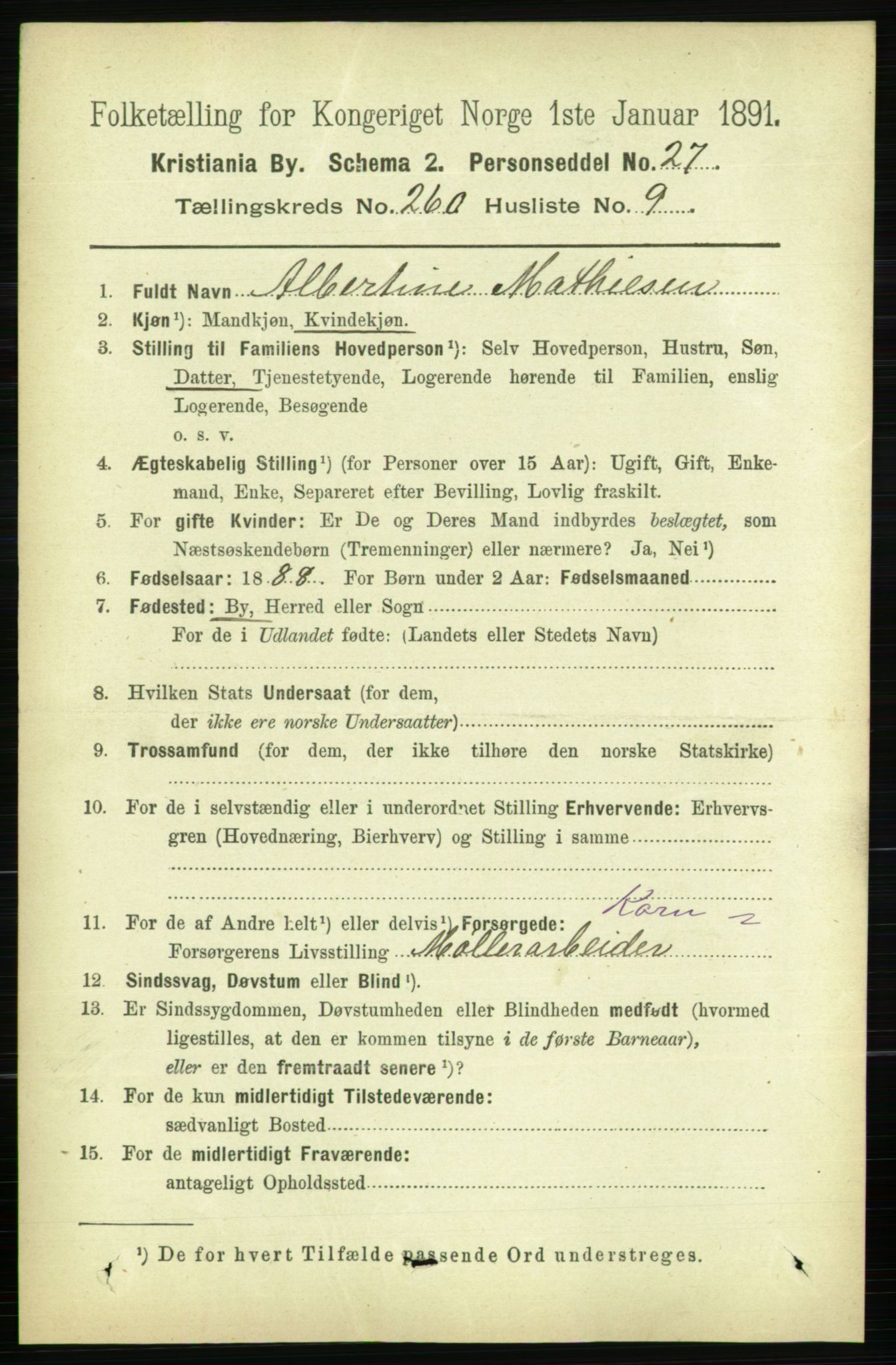 RA, 1891 census for 0301 Kristiania, 1891, p. 157927
