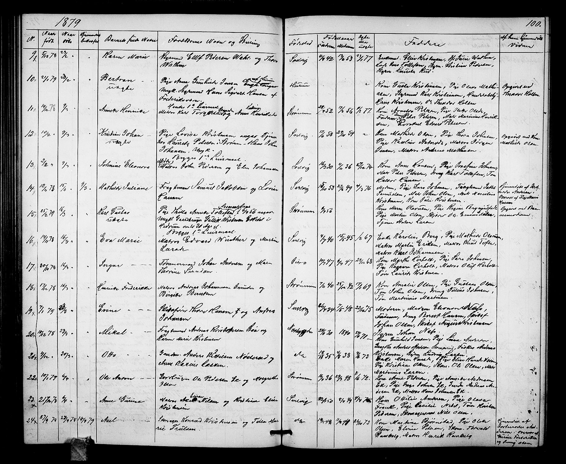 Strømm kirkebøker, SAKO/A-322/G/Ga/L0001: Parish register (copy) no. I 1, 1861-1885, p. 100