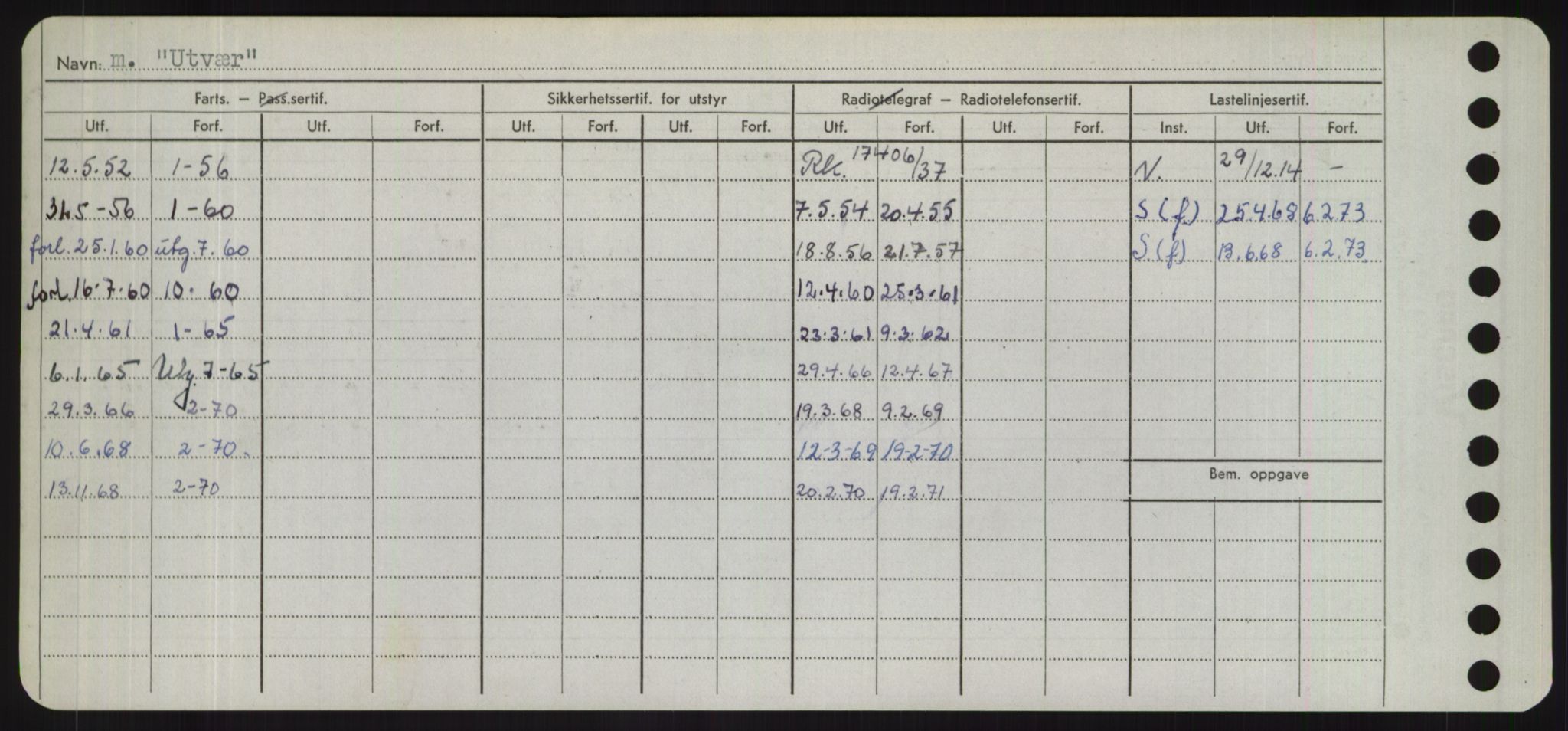 Sjøfartsdirektoratet med forløpere, Skipsmålingen, RA/S-1627/H/Hd/L0040: Fartøy, U-Ve, p. 188