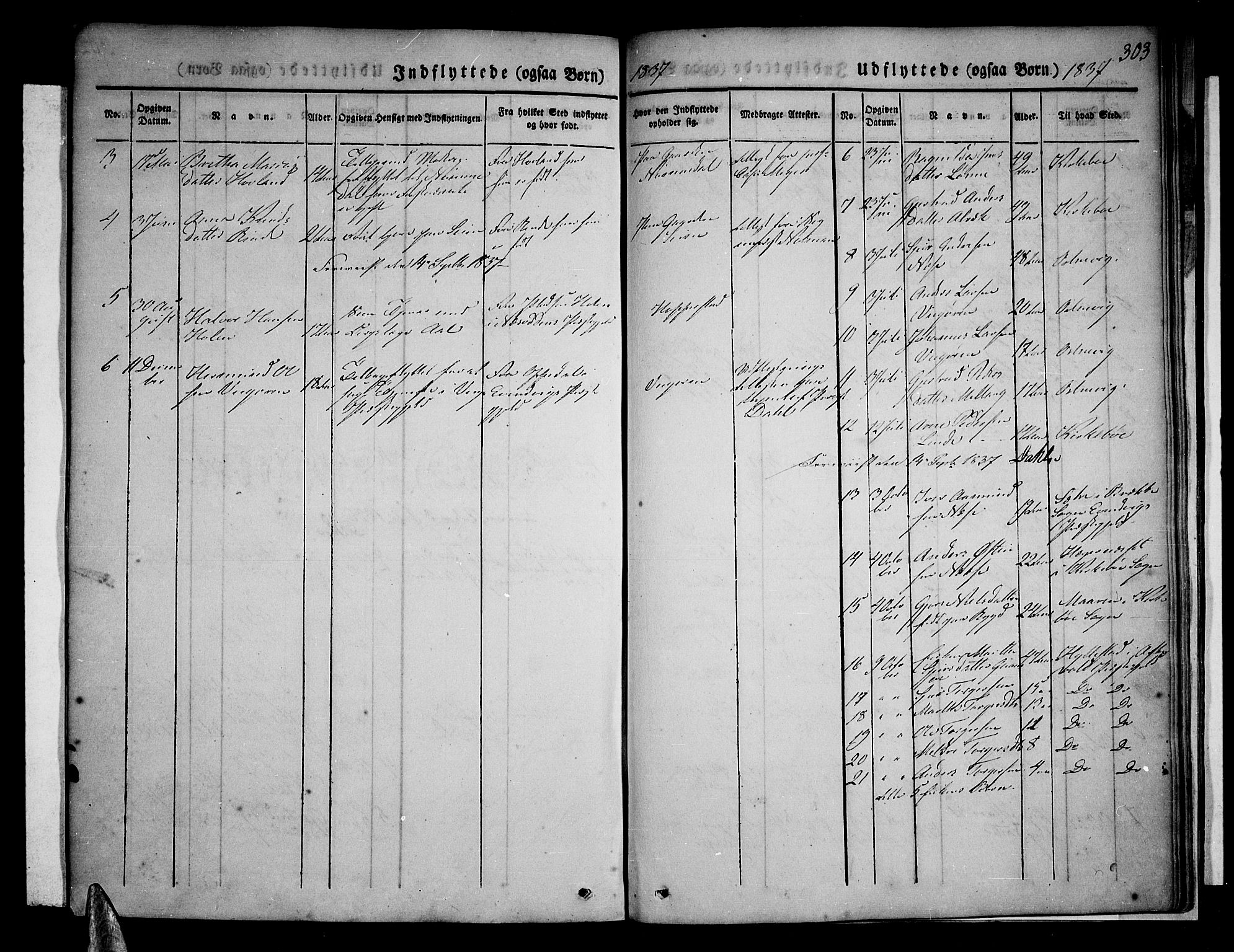 Vik sokneprestembete, AV/SAB-A-81501/H/Haa/Haaa/L0007: Parish register (official) no. A 7, 1831-1845, p. 303